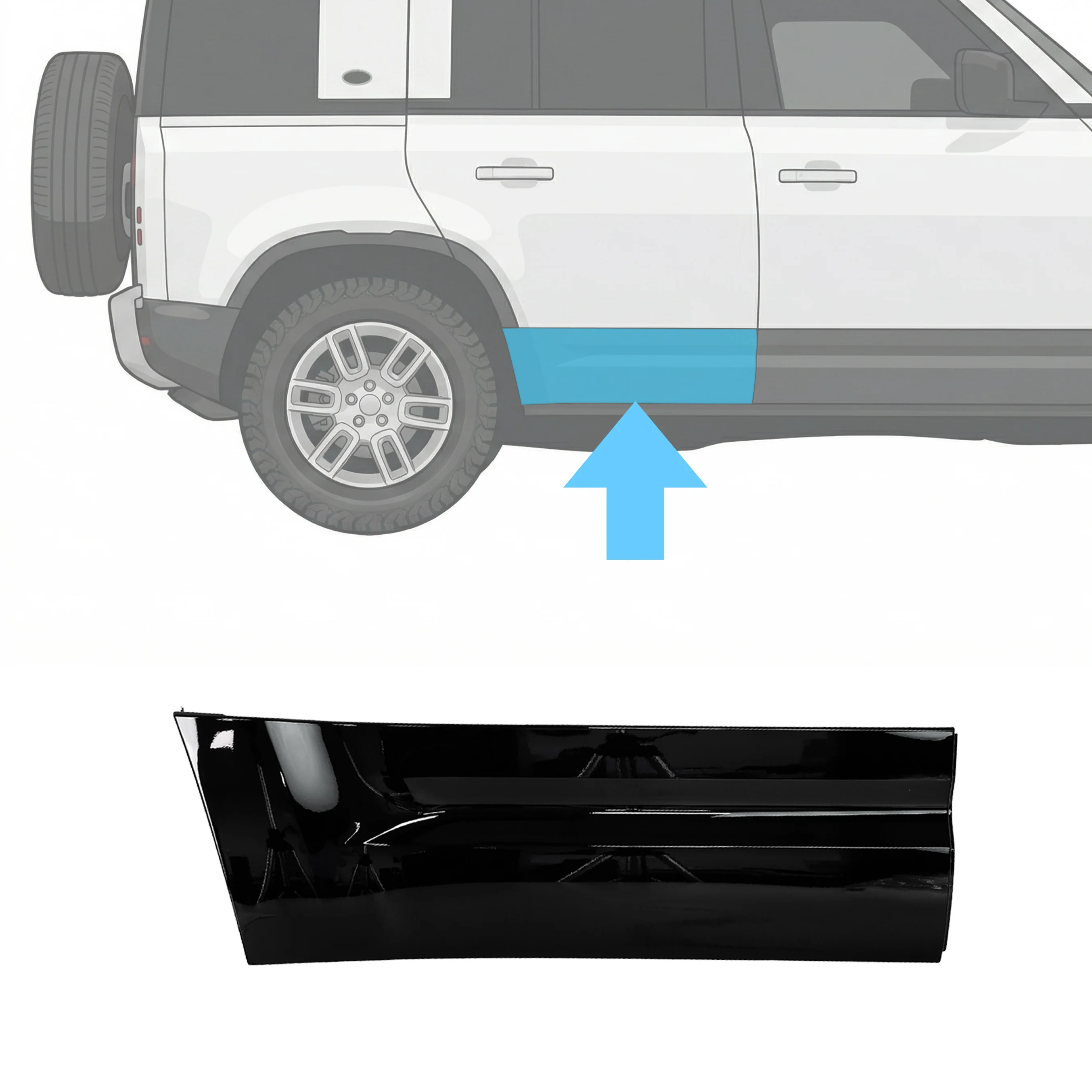 Gloss Black Lower Door Moulding for Land Rover Defender L663 - R3