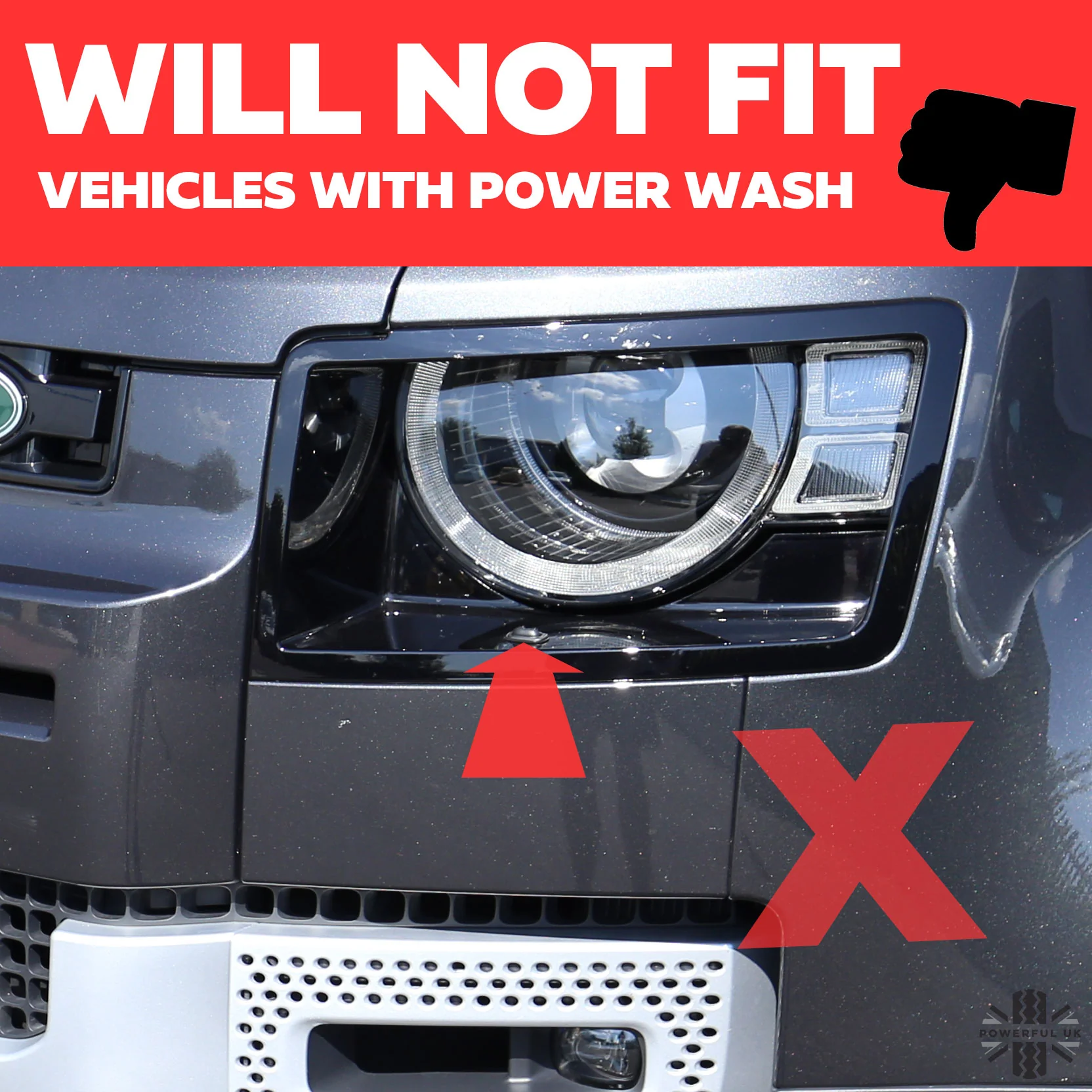 Headlight Surround 'NO Washer' in Gloss Black for Land Rover Defender L663 - LEFT - Image 8