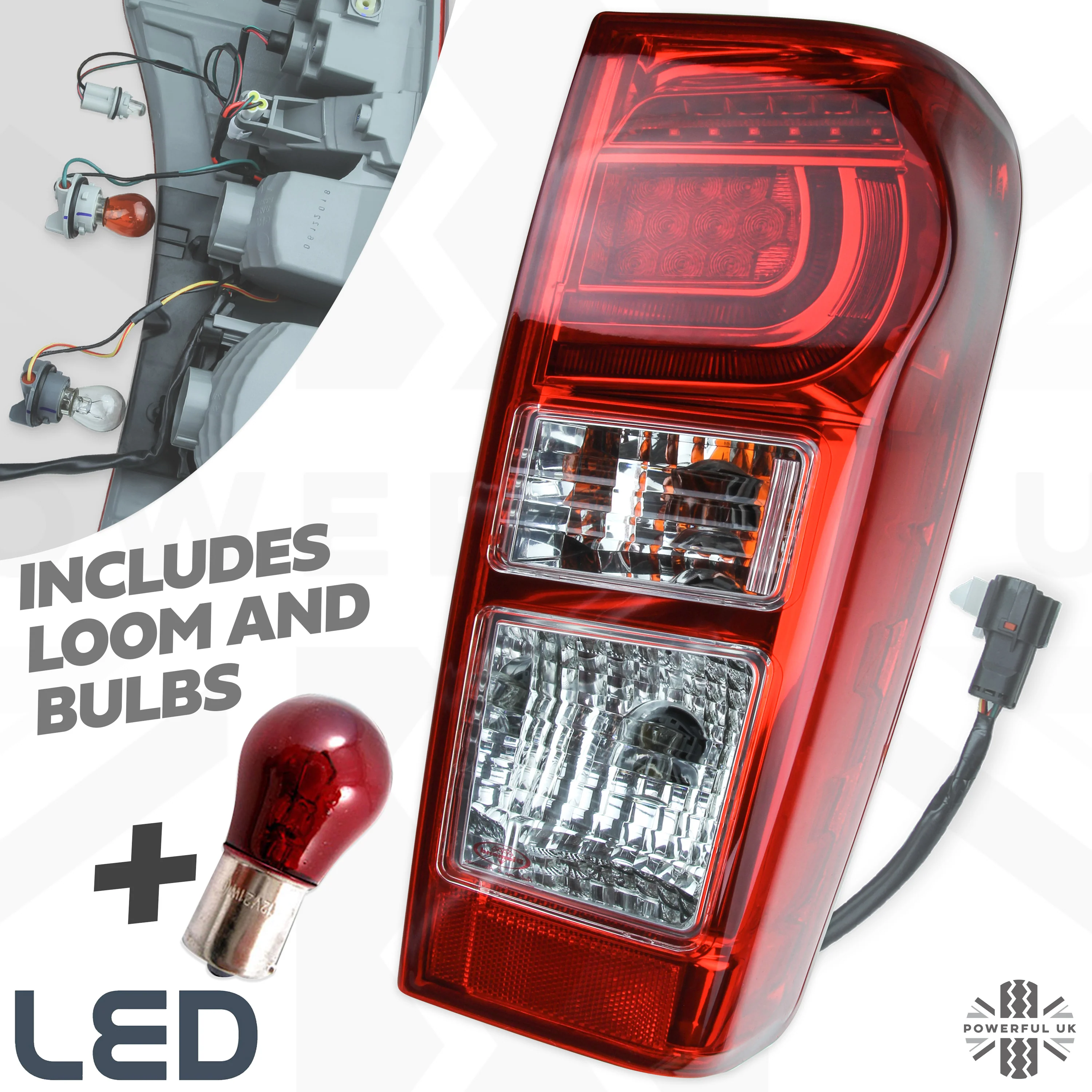 Isuzu Rodeo Dmax Pickup (2012-21) LED Rear Light Assembly + Loom - Type 2 - RH - Image 9