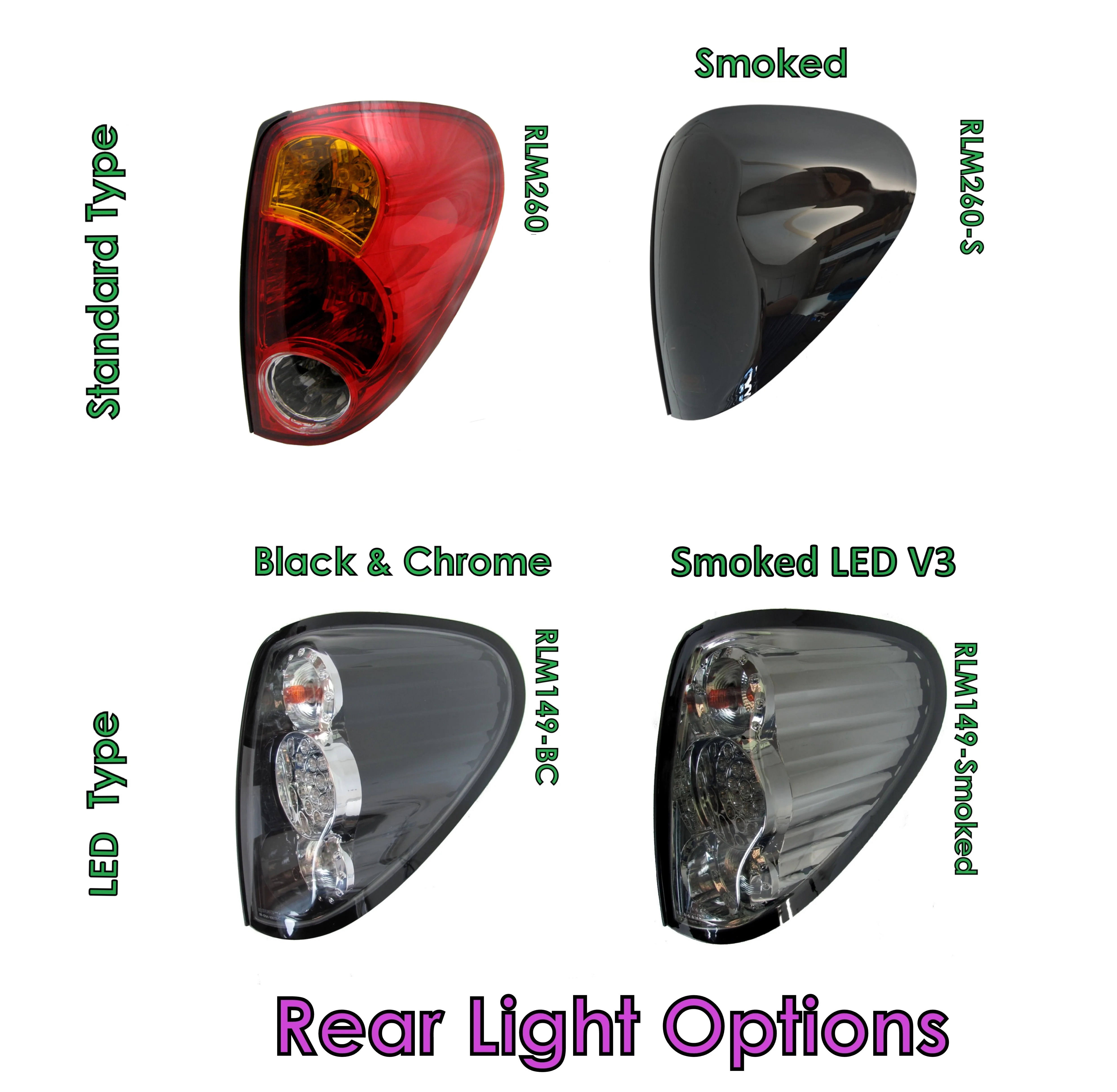LED Rear lights - for Mitsubishi L200 (Pair) - Black and Chrome - Image 3