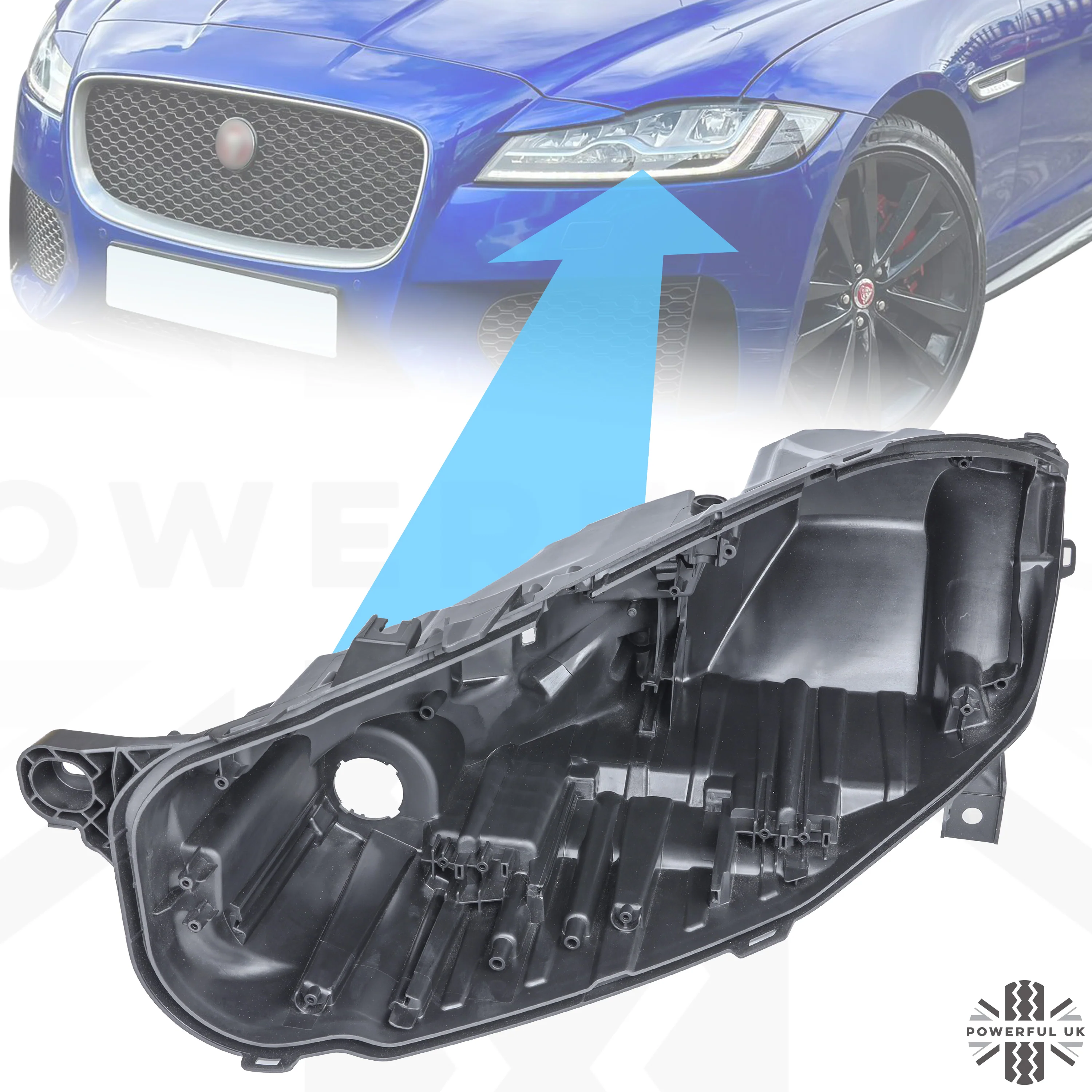 Left Replacement Headlight Rear Housing for Jaguar XF 2016-20 - LED Type