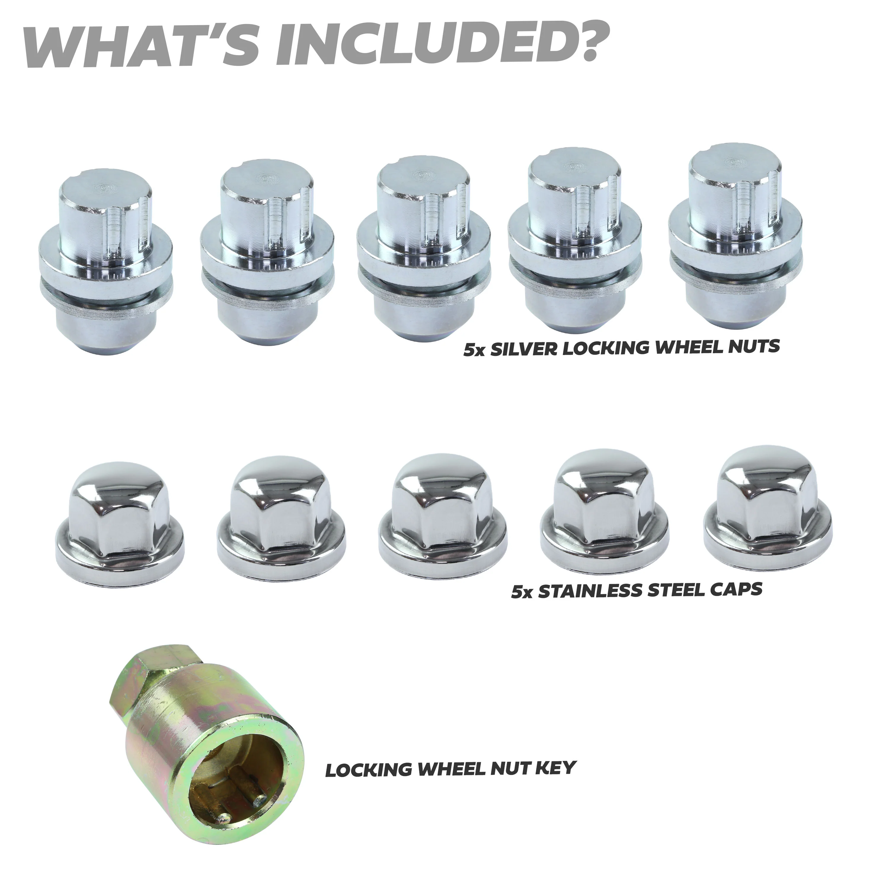 Locking Wheel Nut Kit for Range Rover Classic Alloy Wheels - Silver - Image 4
