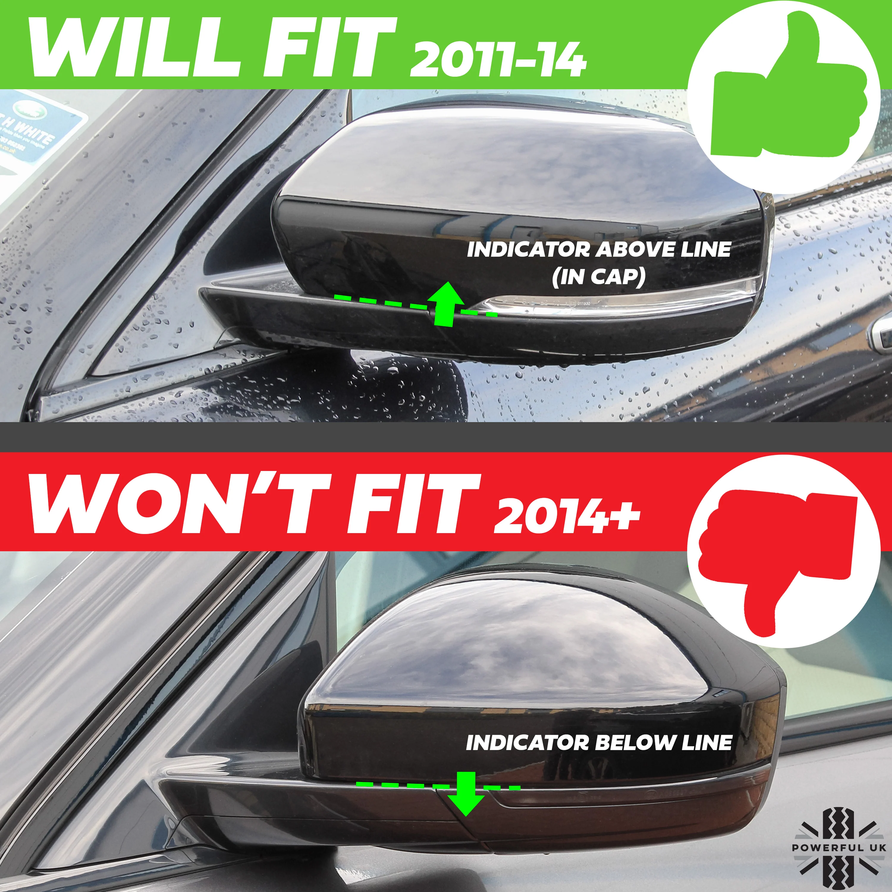 Mirror Caps for Range Rover Evoque 2011-14 - Gloss Black - Image 6
