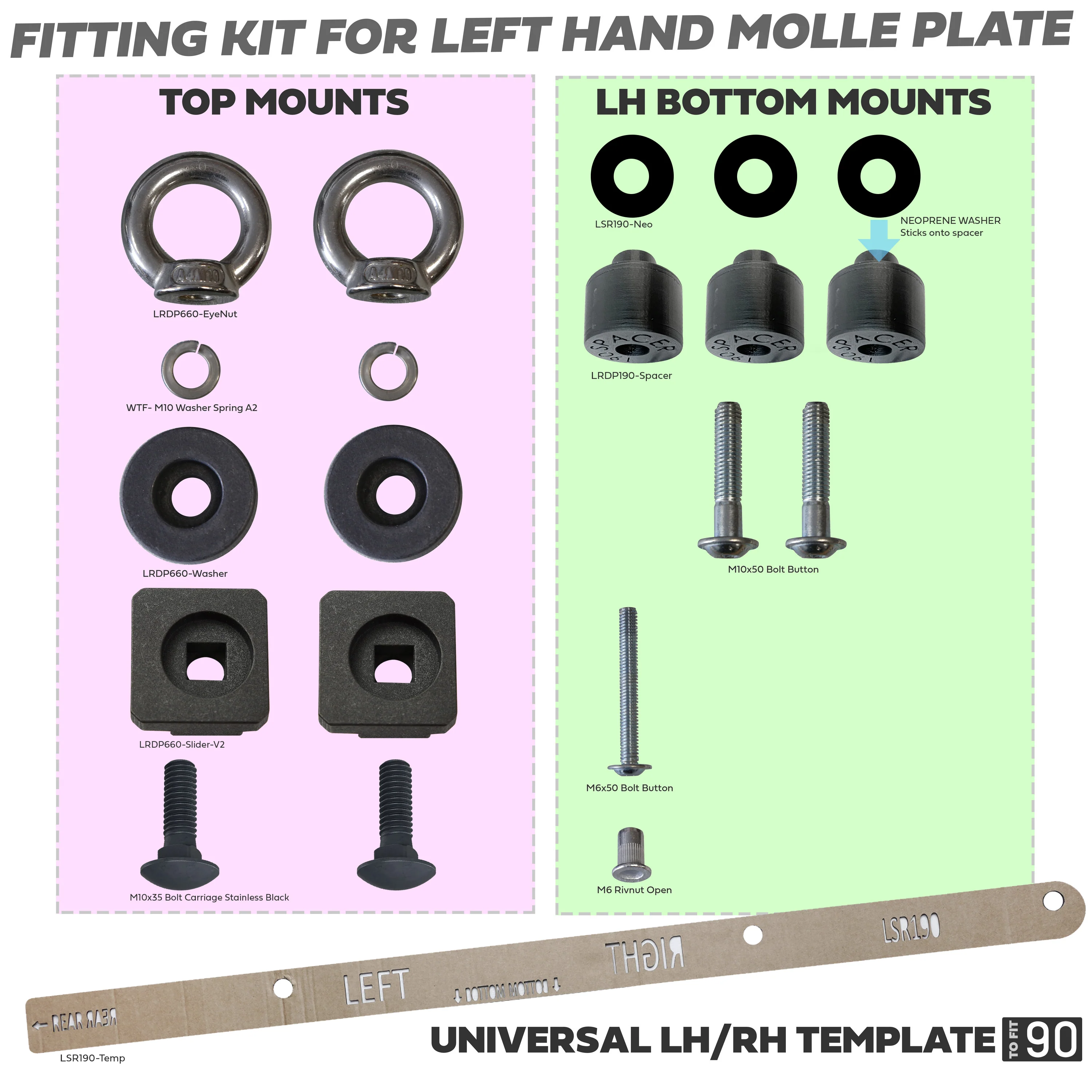 Molle Plate Kit - Black - Grid Design - LH - for Land Rover Defender L663 (90 Model) - Image 8