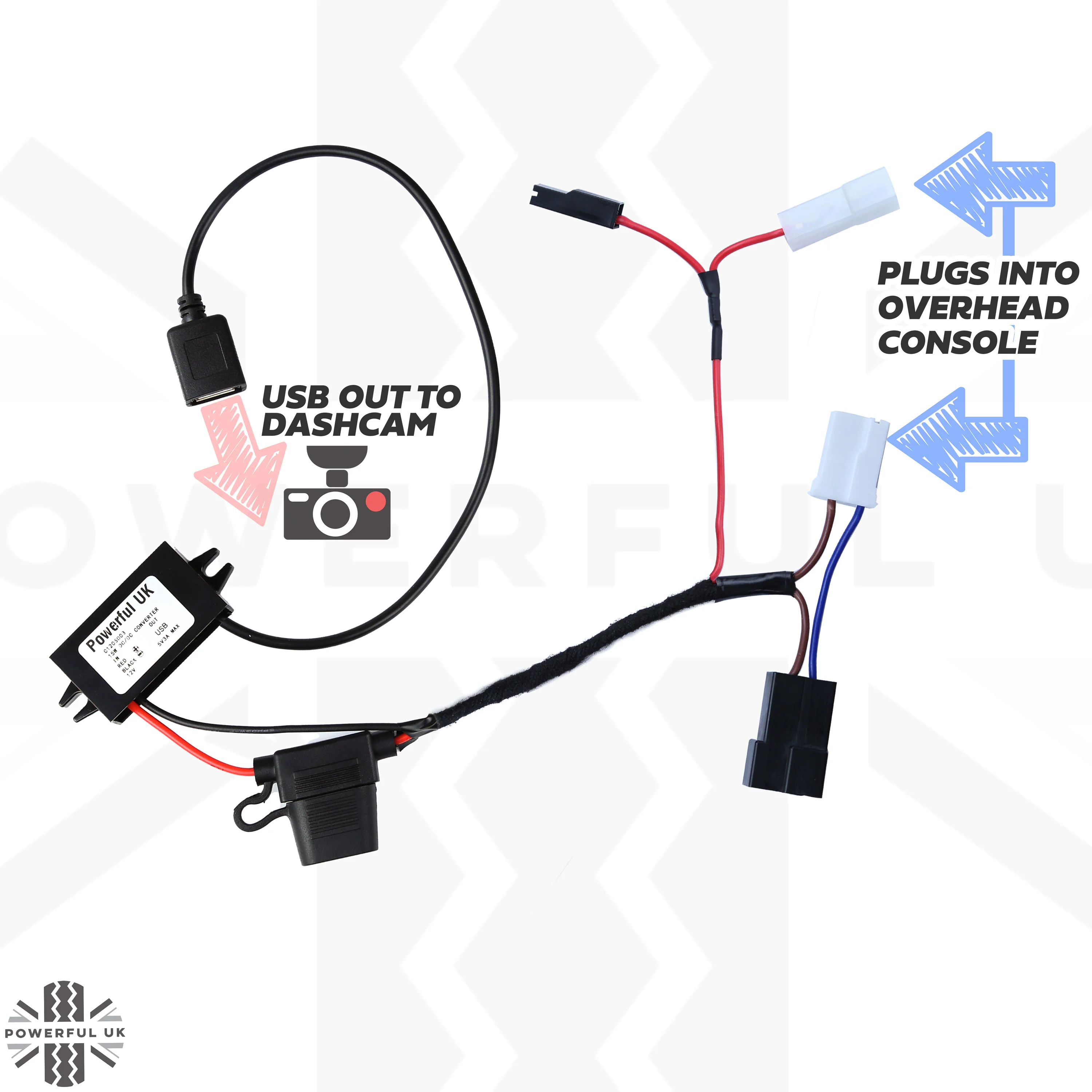 Overhead Console 'Dashcam' Wiring Kit - Tap-in Loom + USB-A Adapter for Freelander 2 (2007-2012) - Image 6