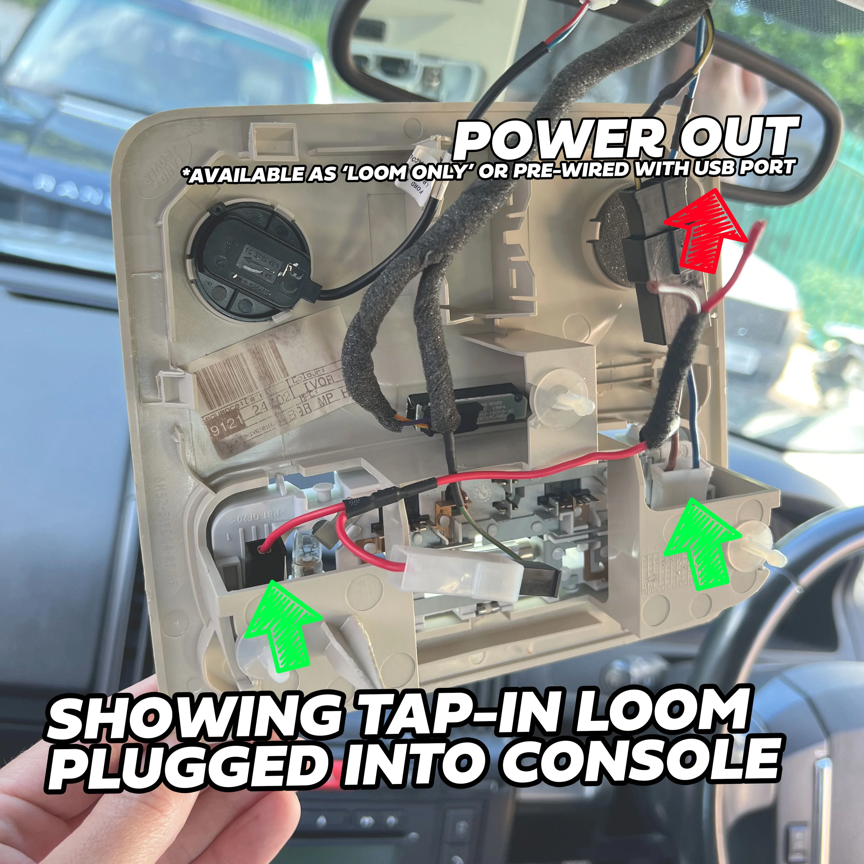 Overhead Console 'Dashcam' Wiring Kit - Tap-in Loom + USB-C Adapter for Freelander 2 (2007-2012) - Image 4