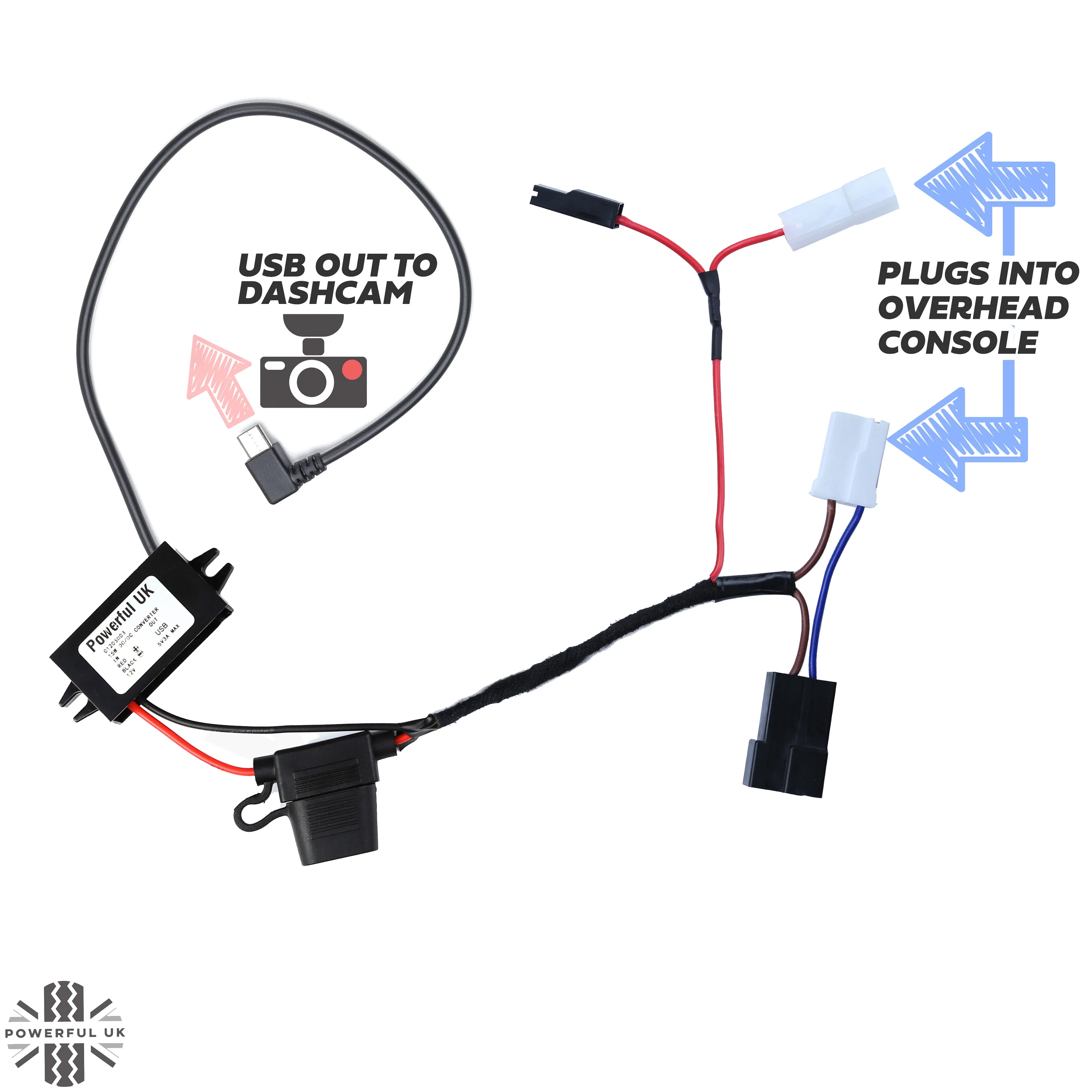 Overhead Console 'Dashcam' Wiring Kit - Tap-in Loom + USB-C Adapter for Freelander 2 (2007-2012) - Image 7