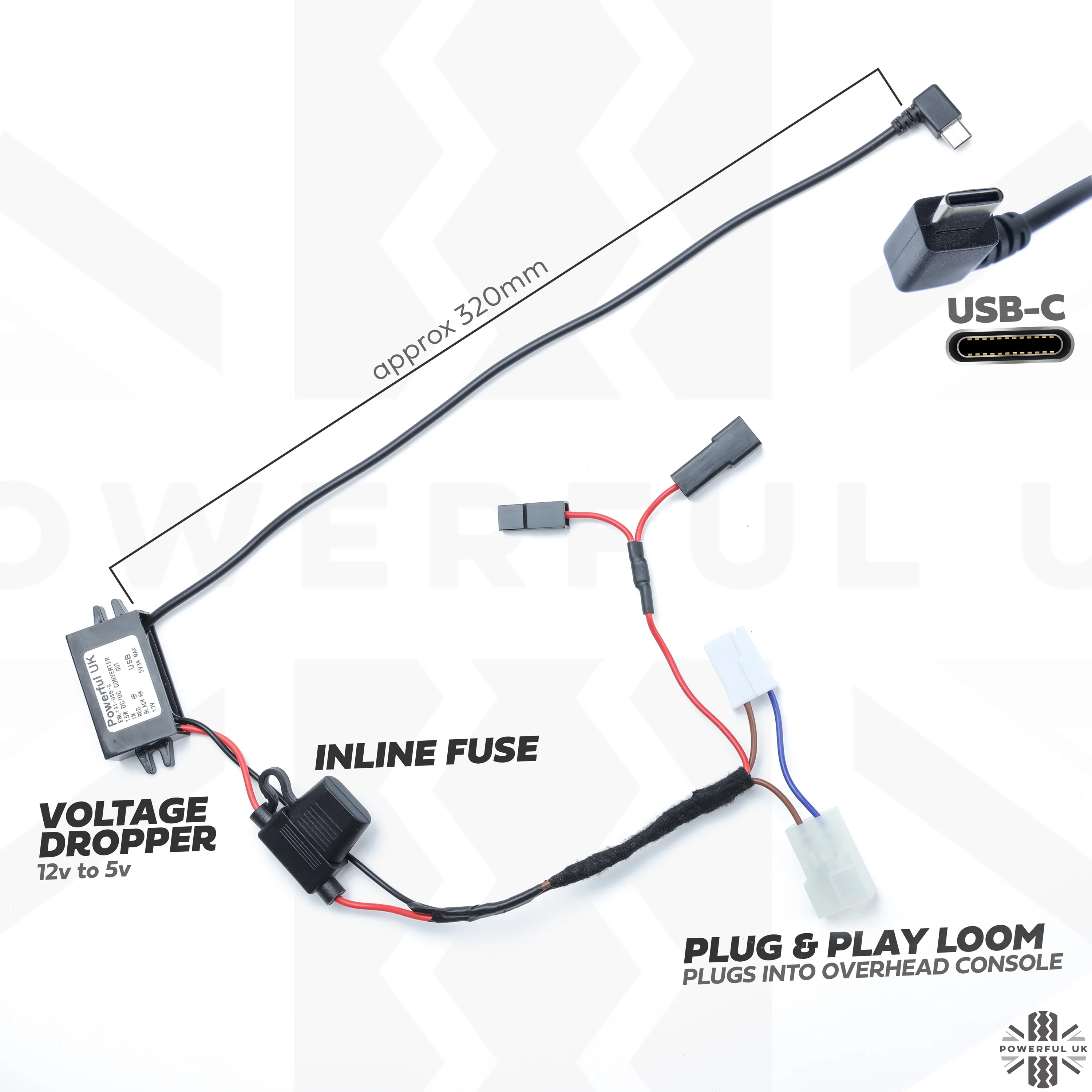Overhead Console 'Dashcam' Wiring Kit - Tap-in Loom + USB-C Adapter for Ford Fiesta - Image 6