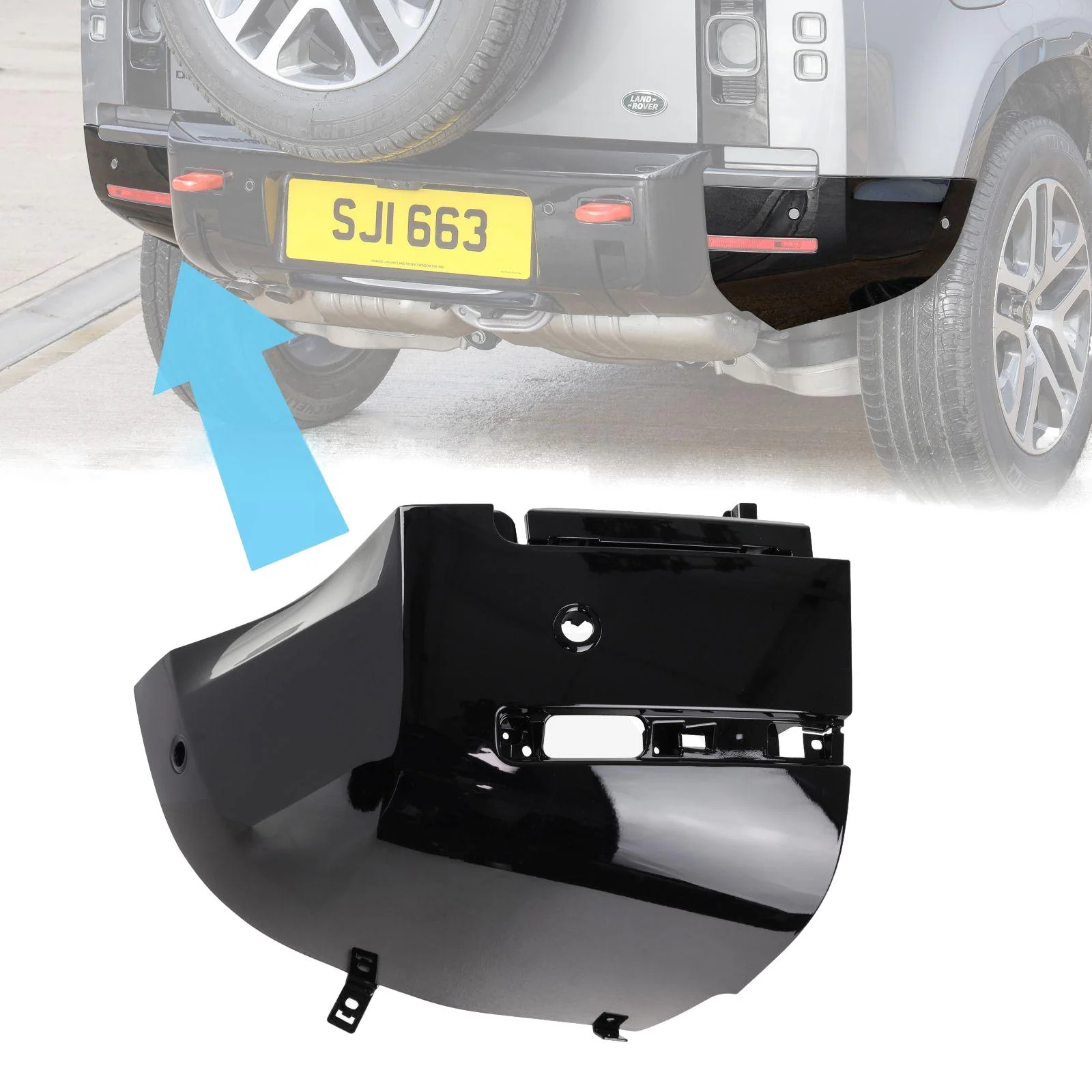 Rear Bumper Corner for Land Rover Defender L663 in Gloss Black - LEFT