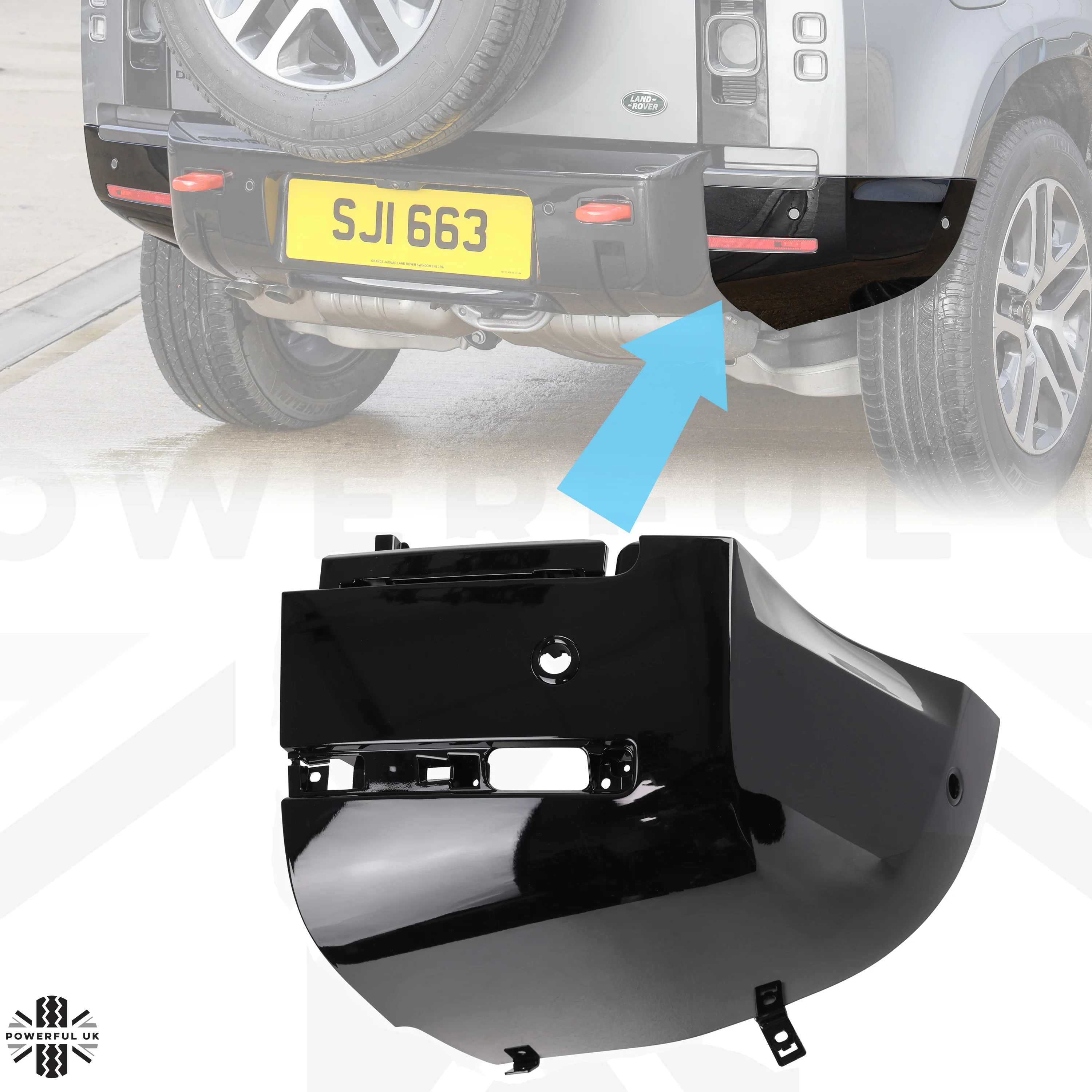 Rear Bumper Corner for Land Rover Defender L663 in Gloss Black - RIGHT - Image 10