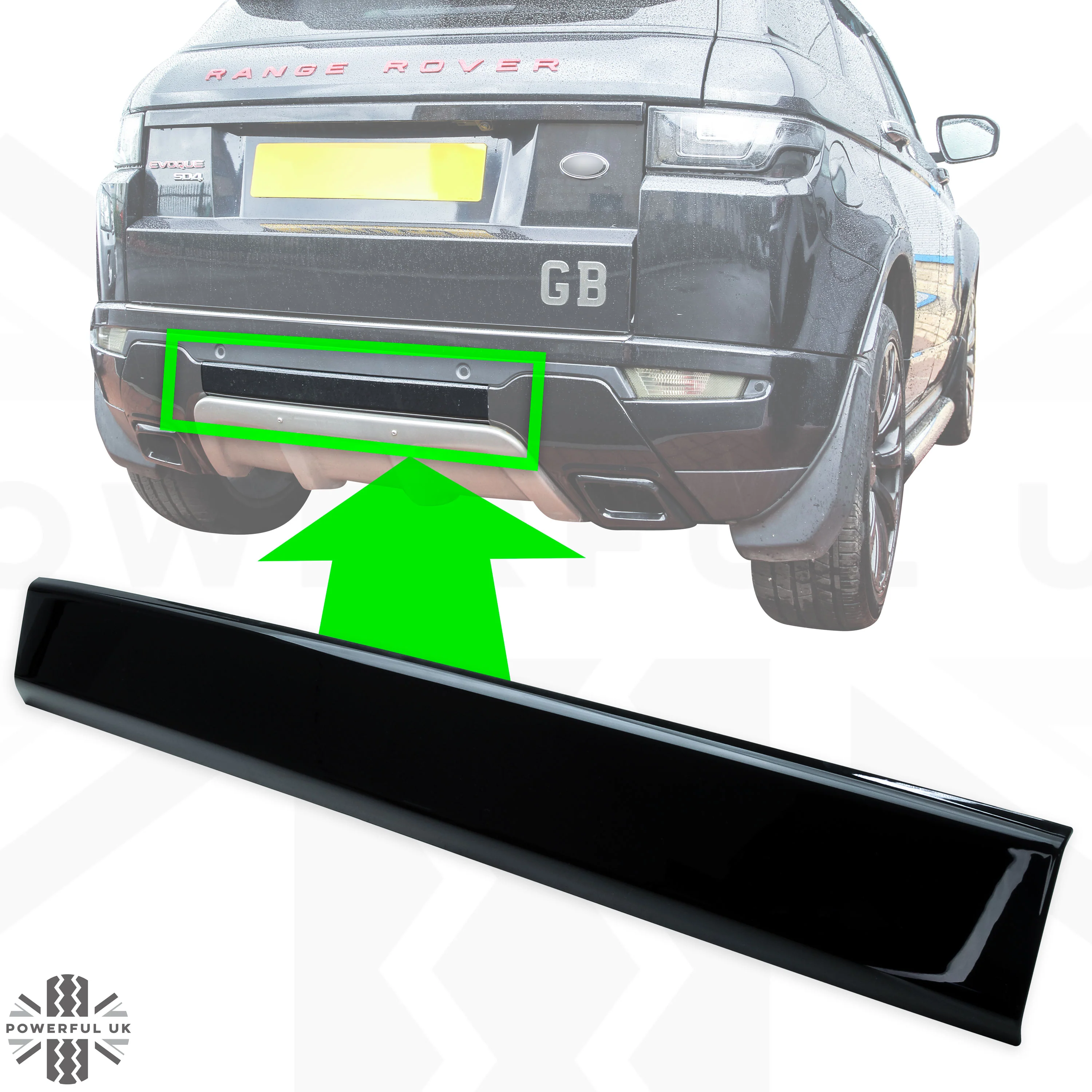 Rear Bumper Trim Kit 3pc for Range Rover Evoque L538 Dynamic - Black - Image 6
