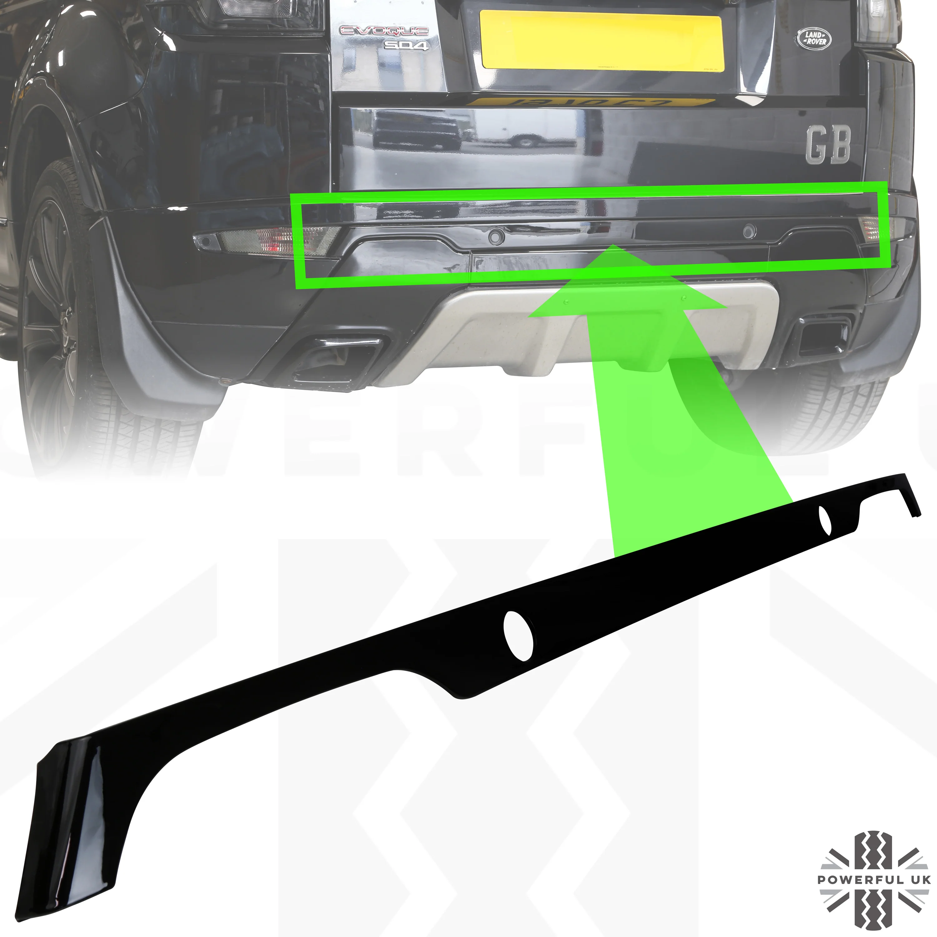 Rear Bumper Trim Strip (Dynamic models only) - Gloss Black for Range Rover Evoque - Image 10