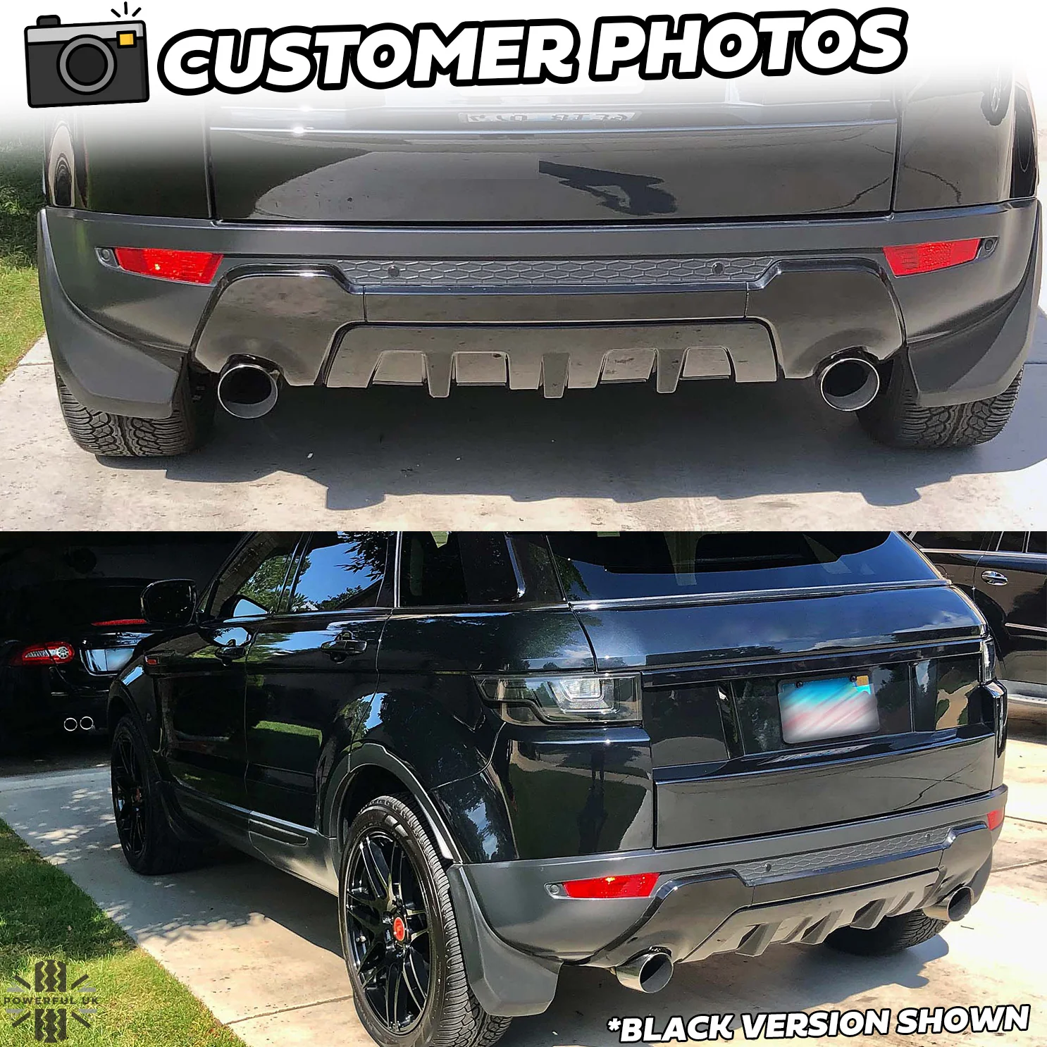 Rear Diffuser Panel for Range Rover Evoque Pure/Prestige/SE/SE Tech (2011-18) - Gloss Black - Image 3