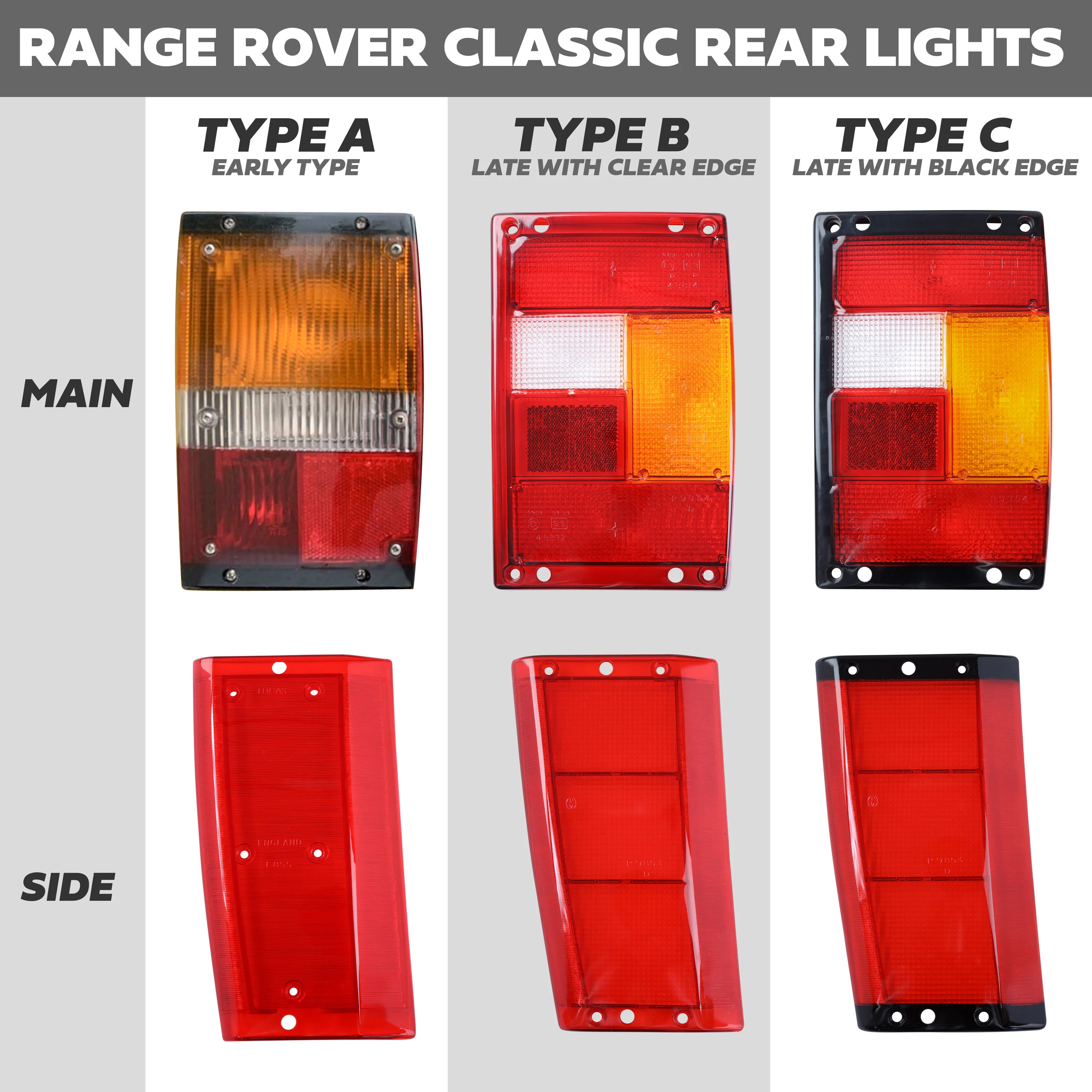 Rear Light Lens for Range Rover Classic - Side Section - Clear Edge - Left Side - Image 6