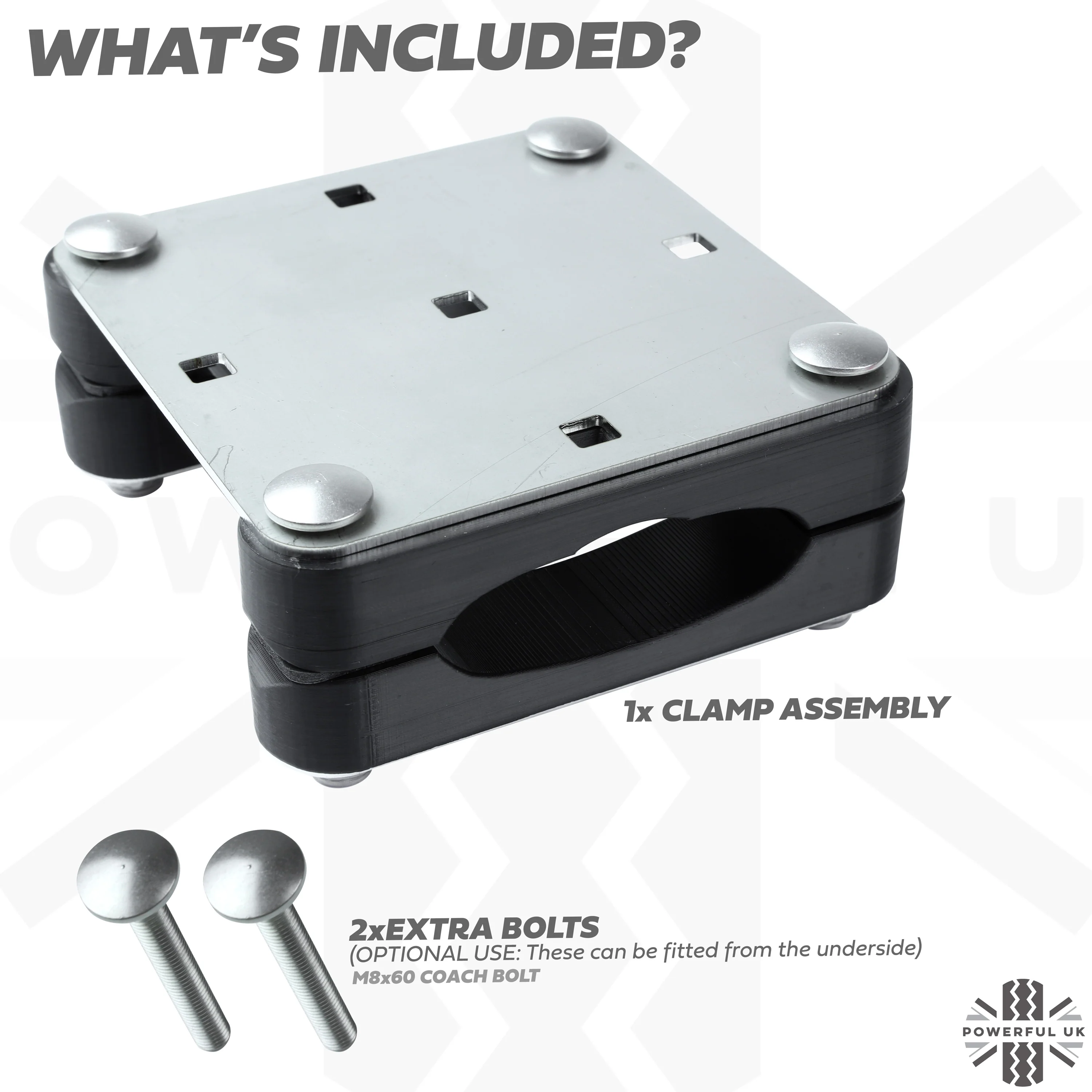 Roof Cross Bar Mount Clamp Kit for VW Transporter T5 & T6 Van - Kit A - Stainless Steel Top - Image 4