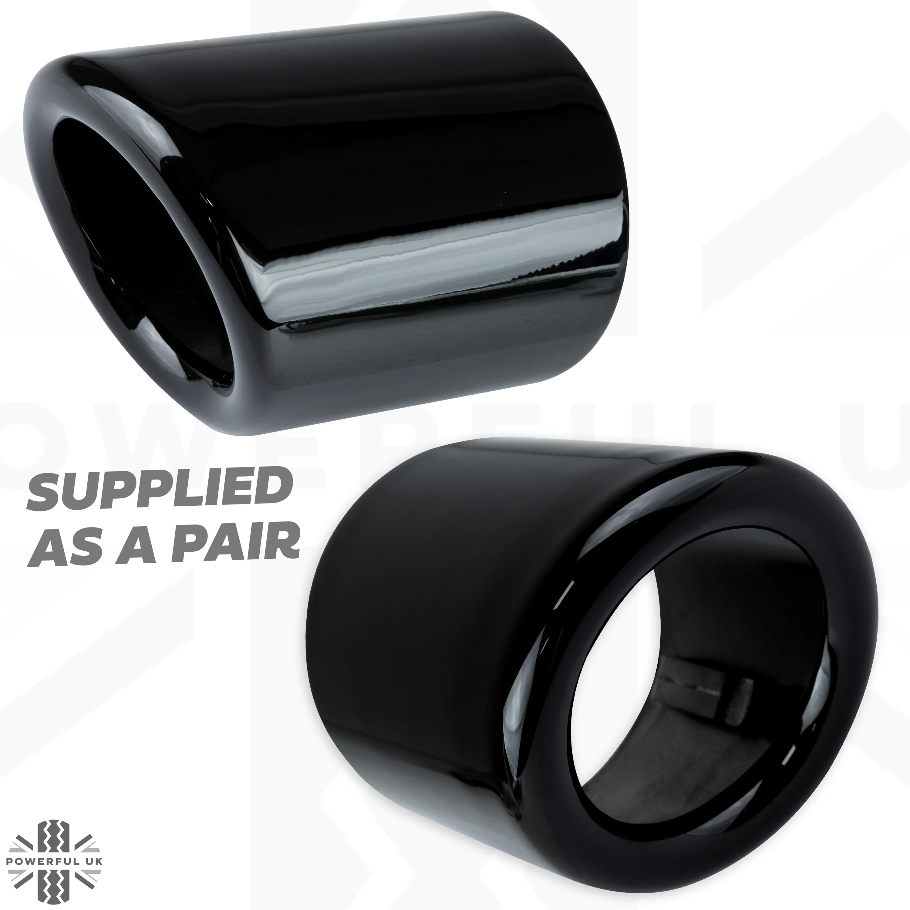 Round Exhaust Tips - PAIR for Range Rover Evoque L538  - Gloss Black - Image 2