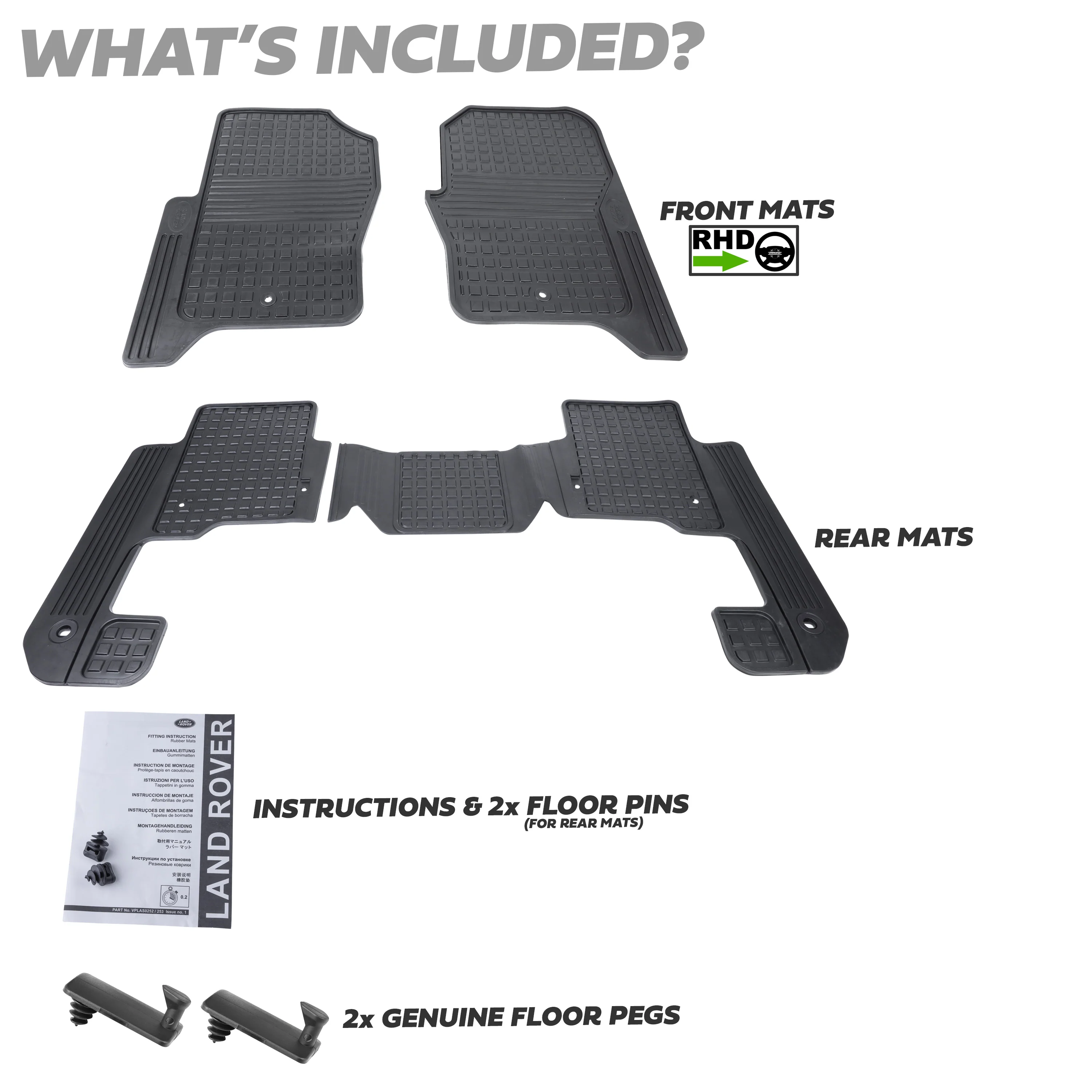 Rubber Floor Mat Set (Genuine) - RHD - for Land Rover Discovery 3 - Image 3
