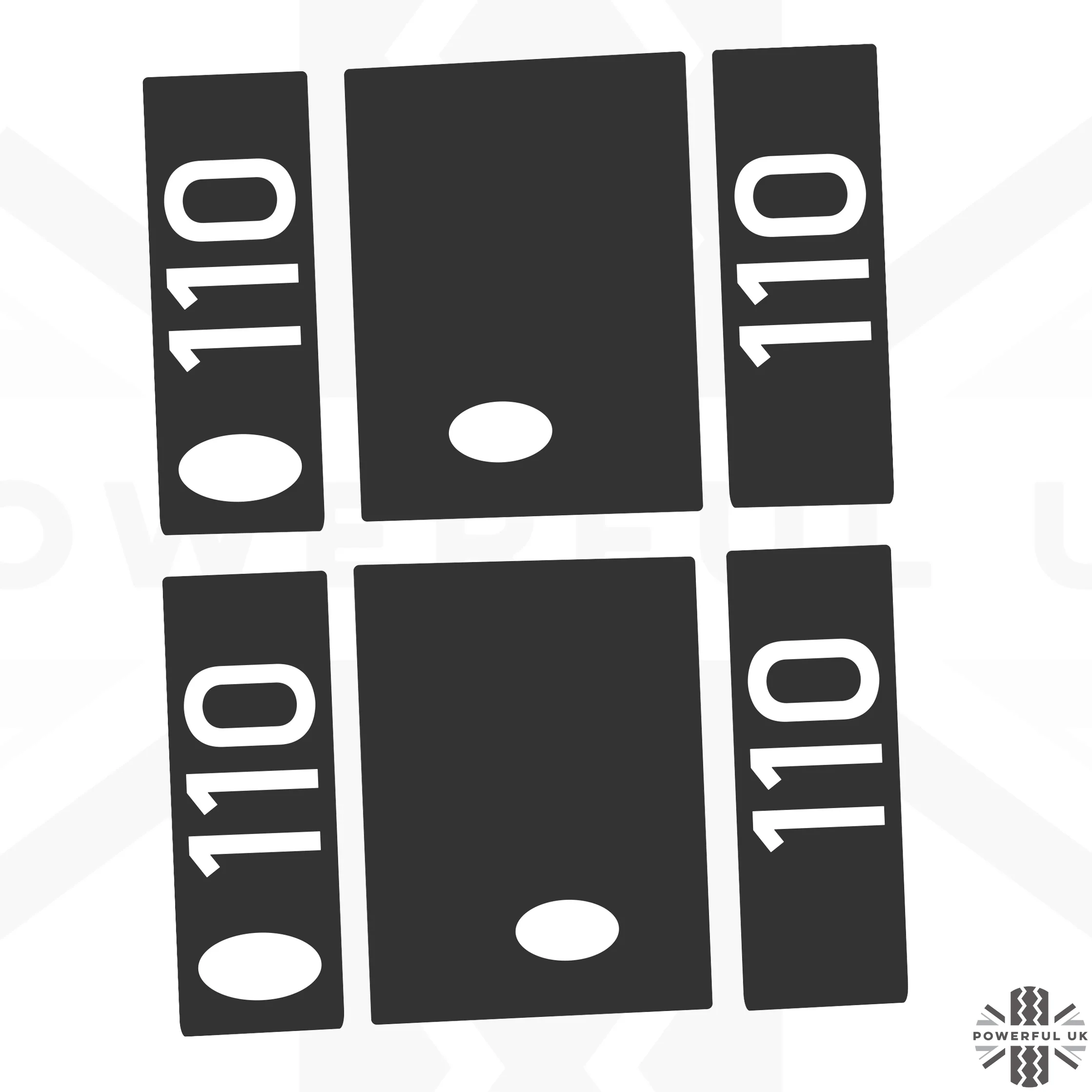 Side Panel Decal Kit - 'Vertical 110 & Badge Relocate' - Matte Black for Land Rover Defender L663 - Image 2