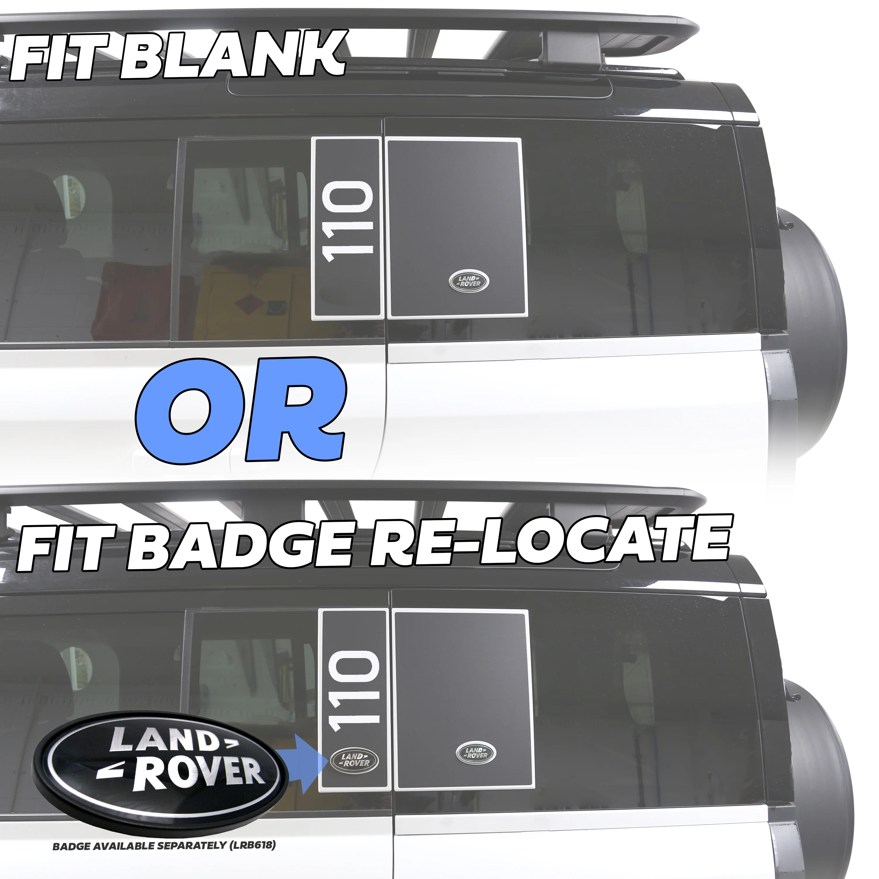 Side Panel Decal Kit - 'Vertical 110 & Badge Relocate' - Matte Black for Land Rover Defender L663 - Image 5