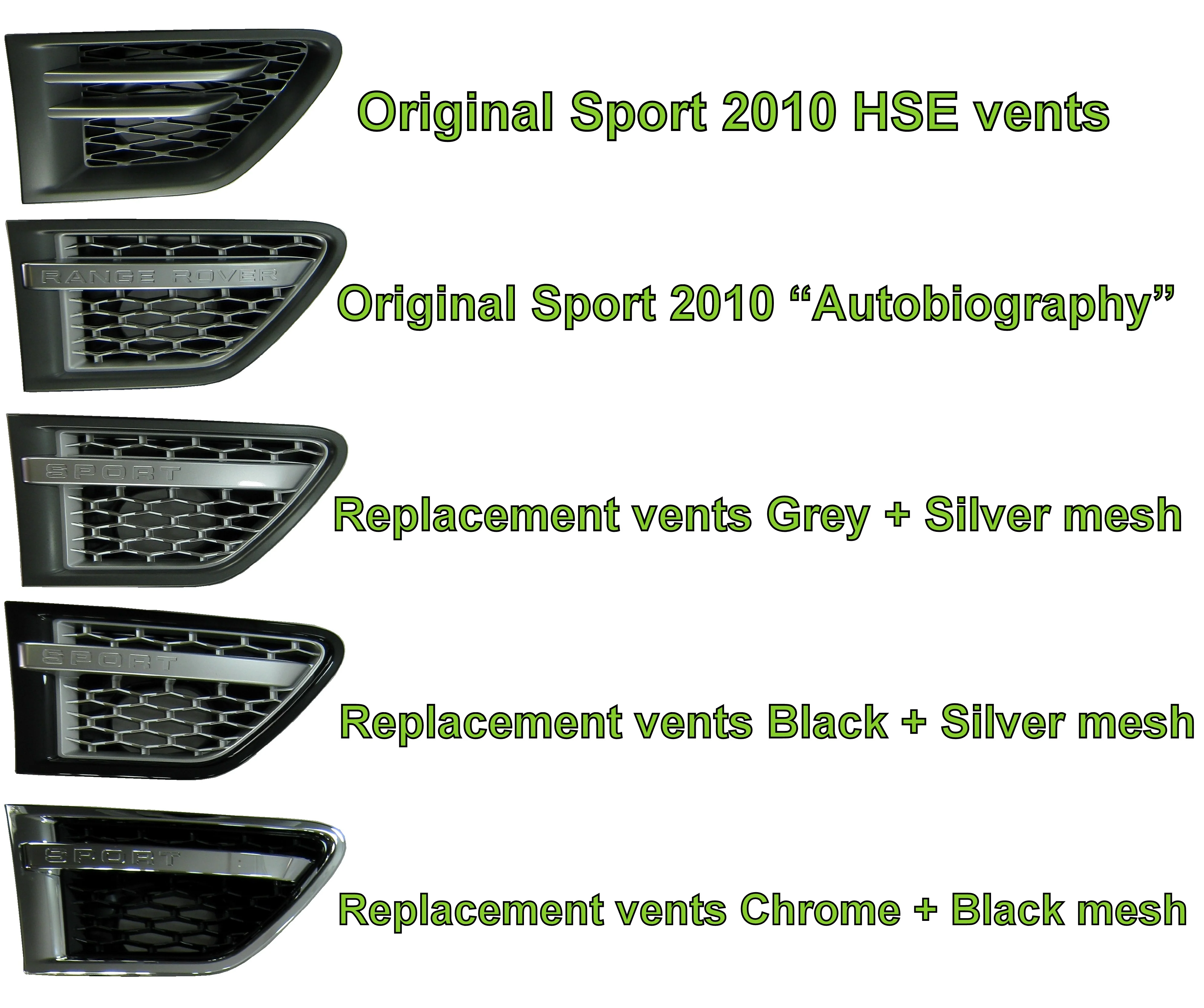 Side Vents - Black/Silver/Black for Range Rover Sport 2010 - Image 8