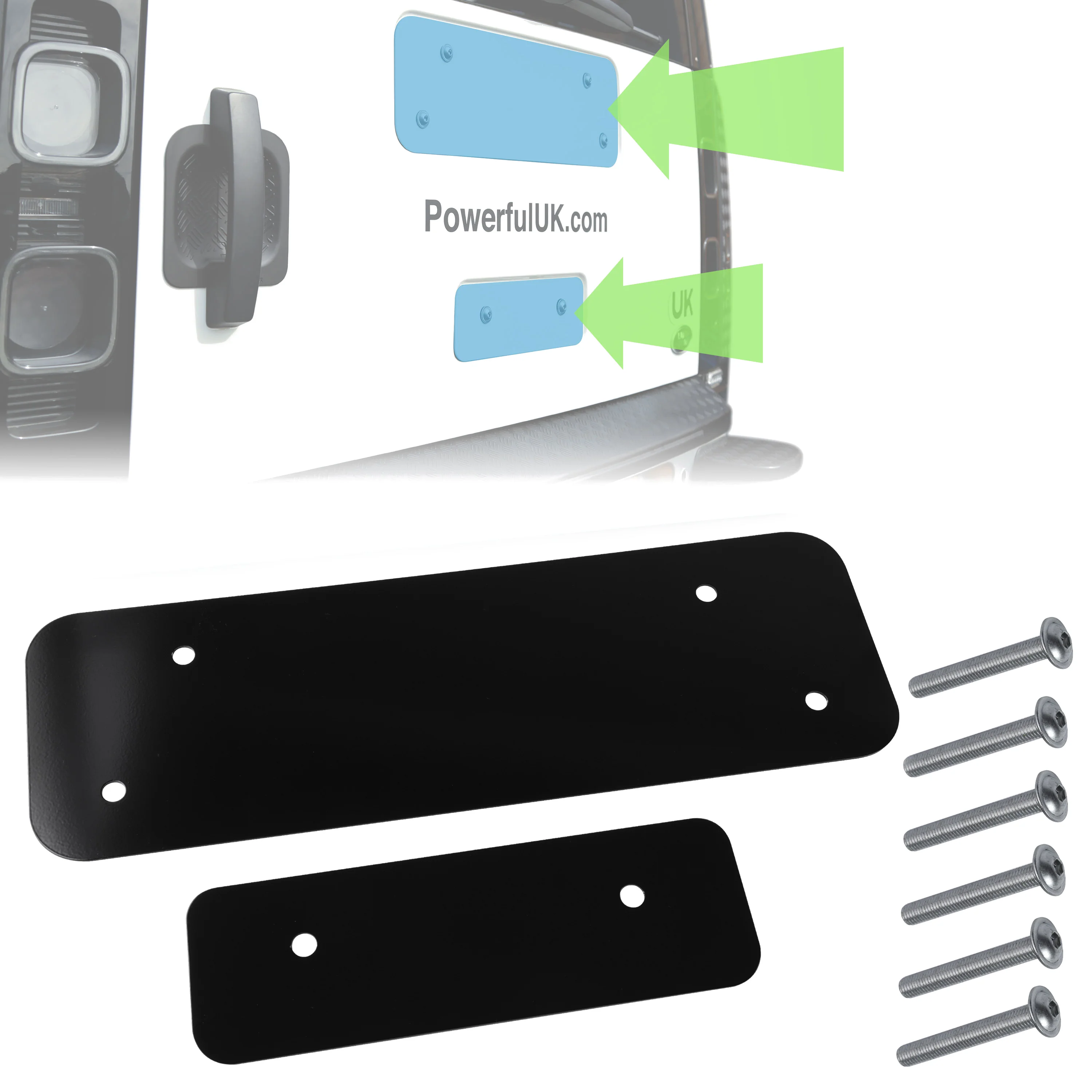 Spare Wheel Delete Kit for Land Rover Defender L663 (Aluminium Panel/Exposed Bolts) - Black
