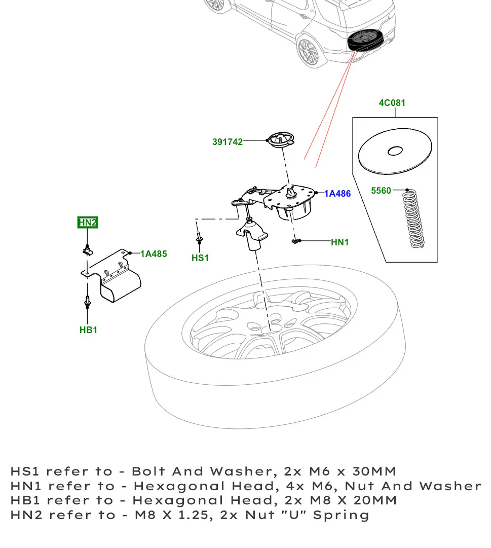Spare Wheel Winch - Updated Design with Anti-Theft for Land Rover Discovery 5 - Image 8