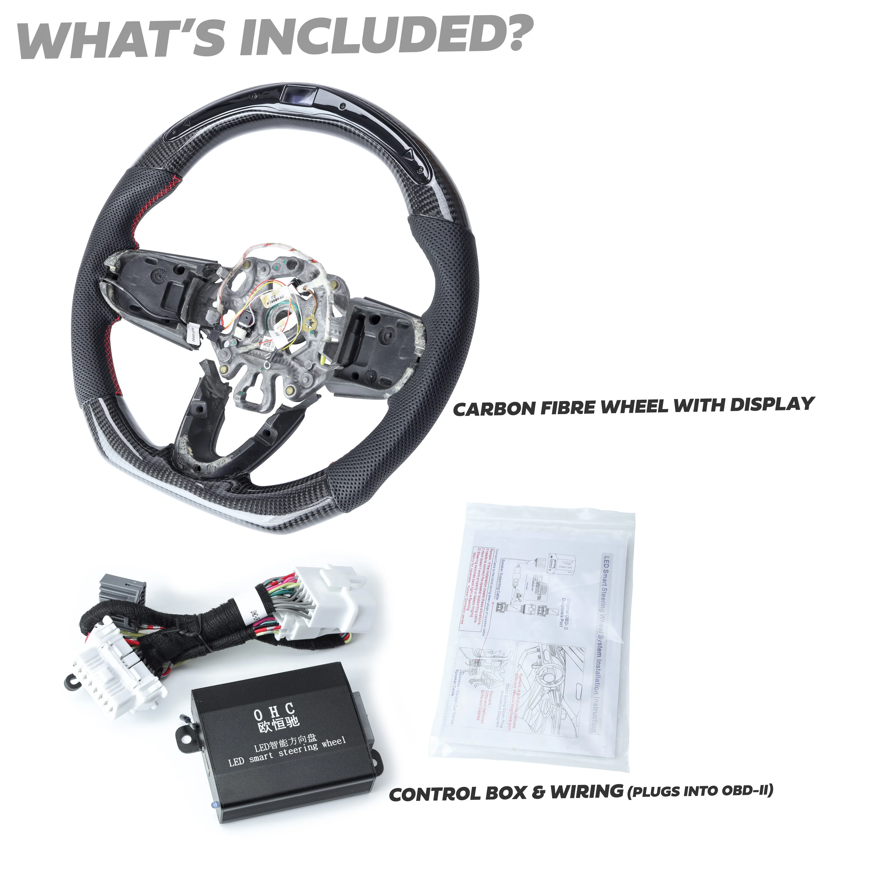 Multi-Function Display Steering Wheel - Carbon Fibre + Sports Grip for BMW Mini F54,F55,F56 - Image 3