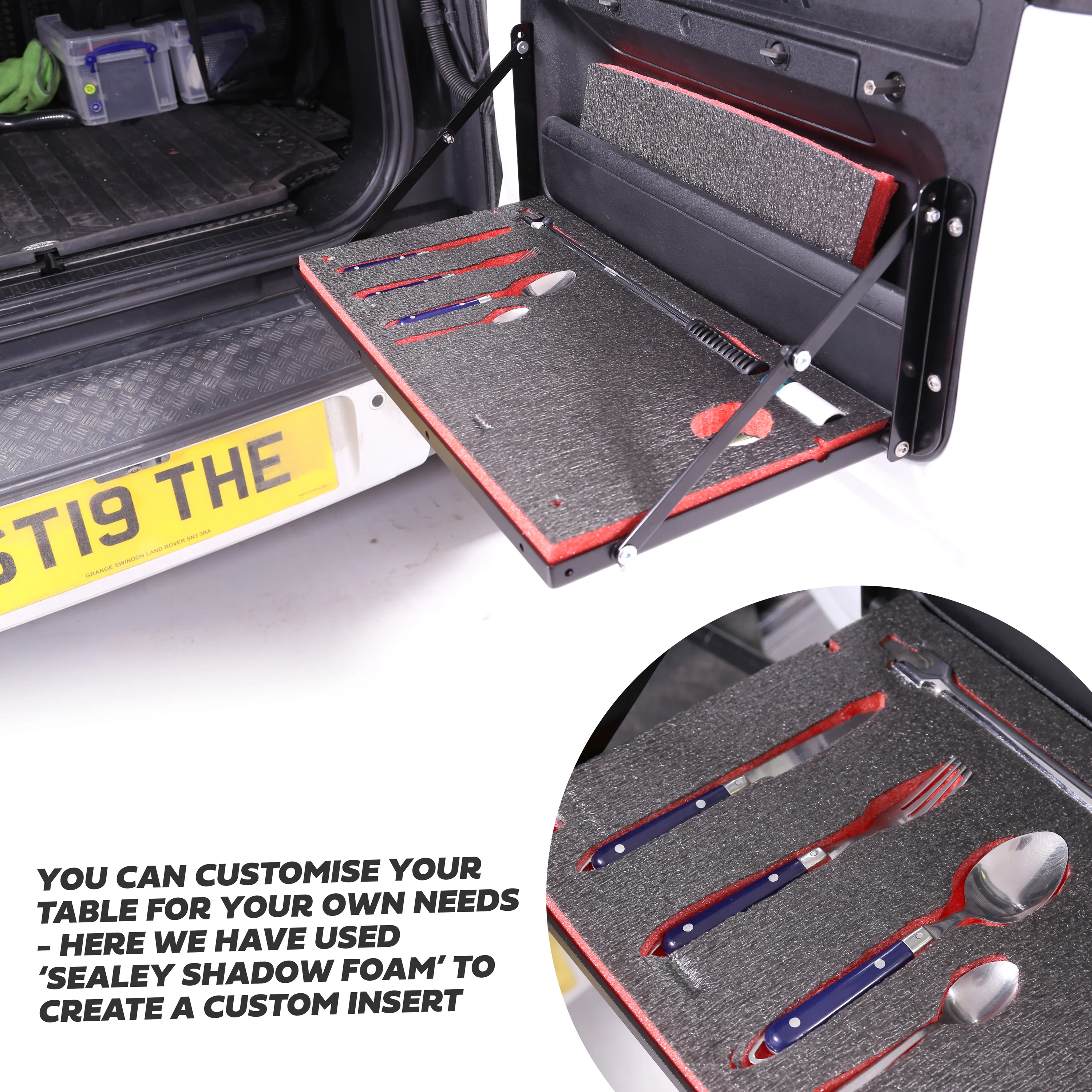 Tailgate Folding Picnic TABLE KIT for Land Rover Defender L663 - Grid Design - Image 7
