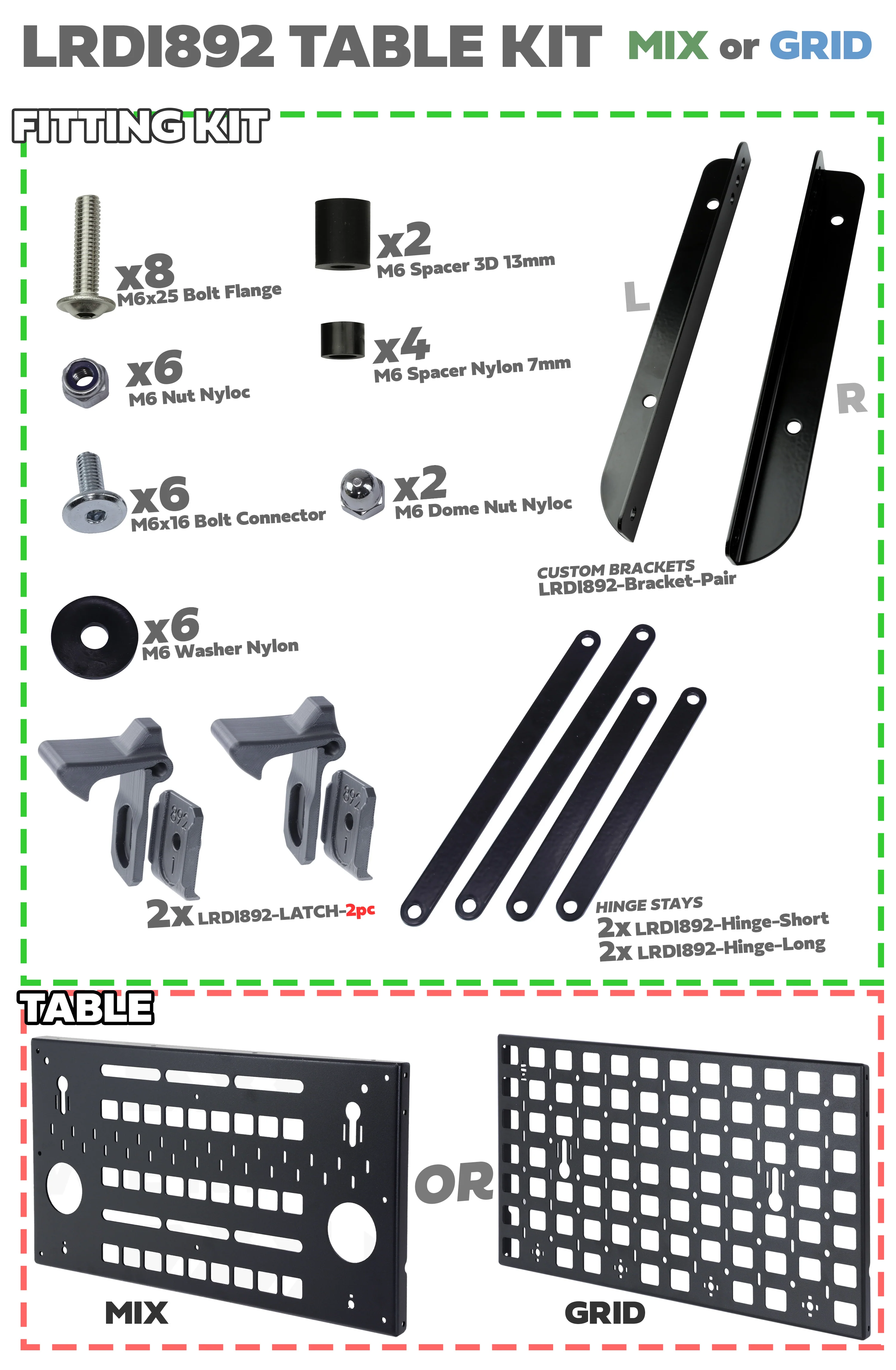 Tailgate Folding Picnic TABLE KIT for Land Rover Defender L663 - Mix Design - Image 11