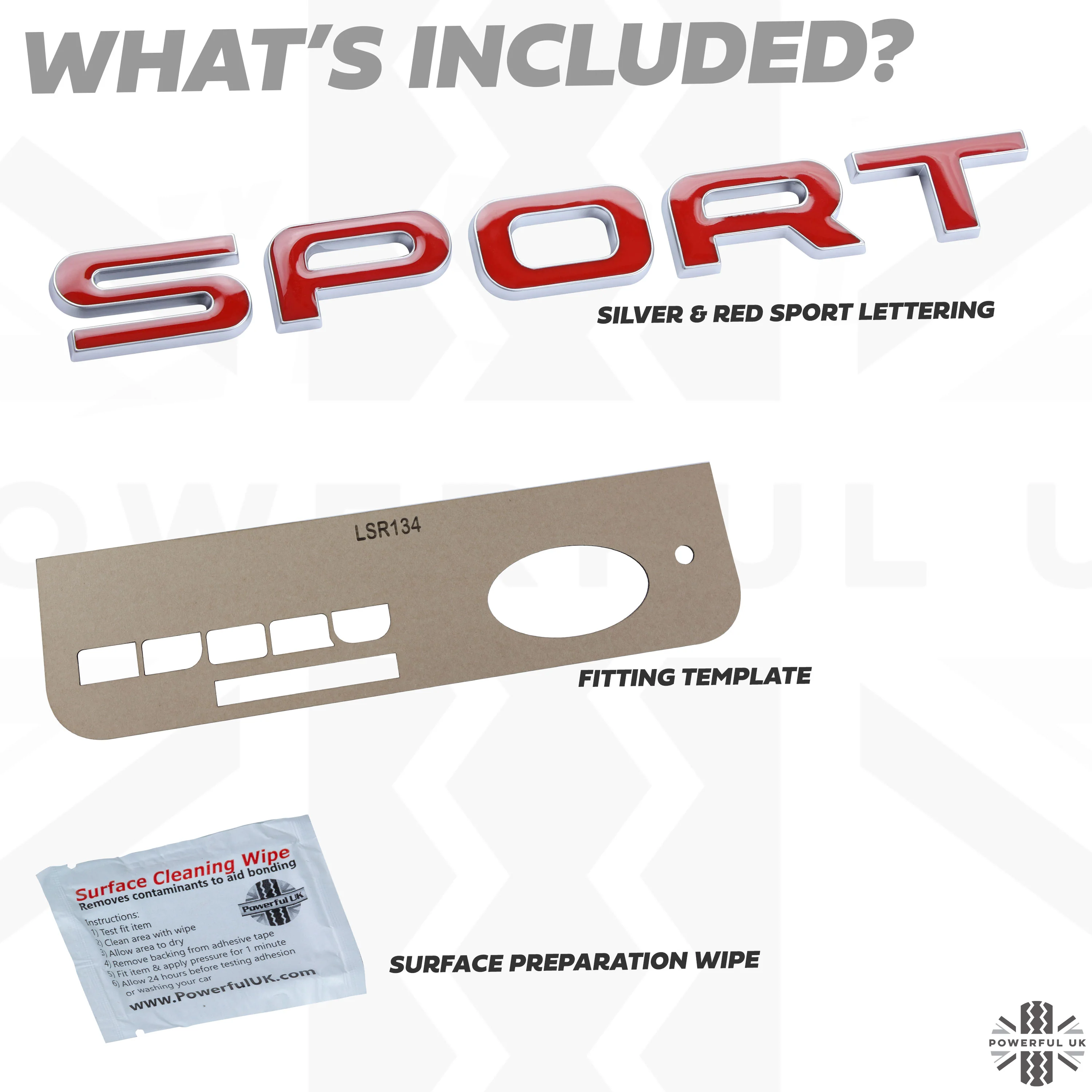 Tailgate SPORT Lettering - Silver & Red for Land Rover Discovery Sport - Image 3