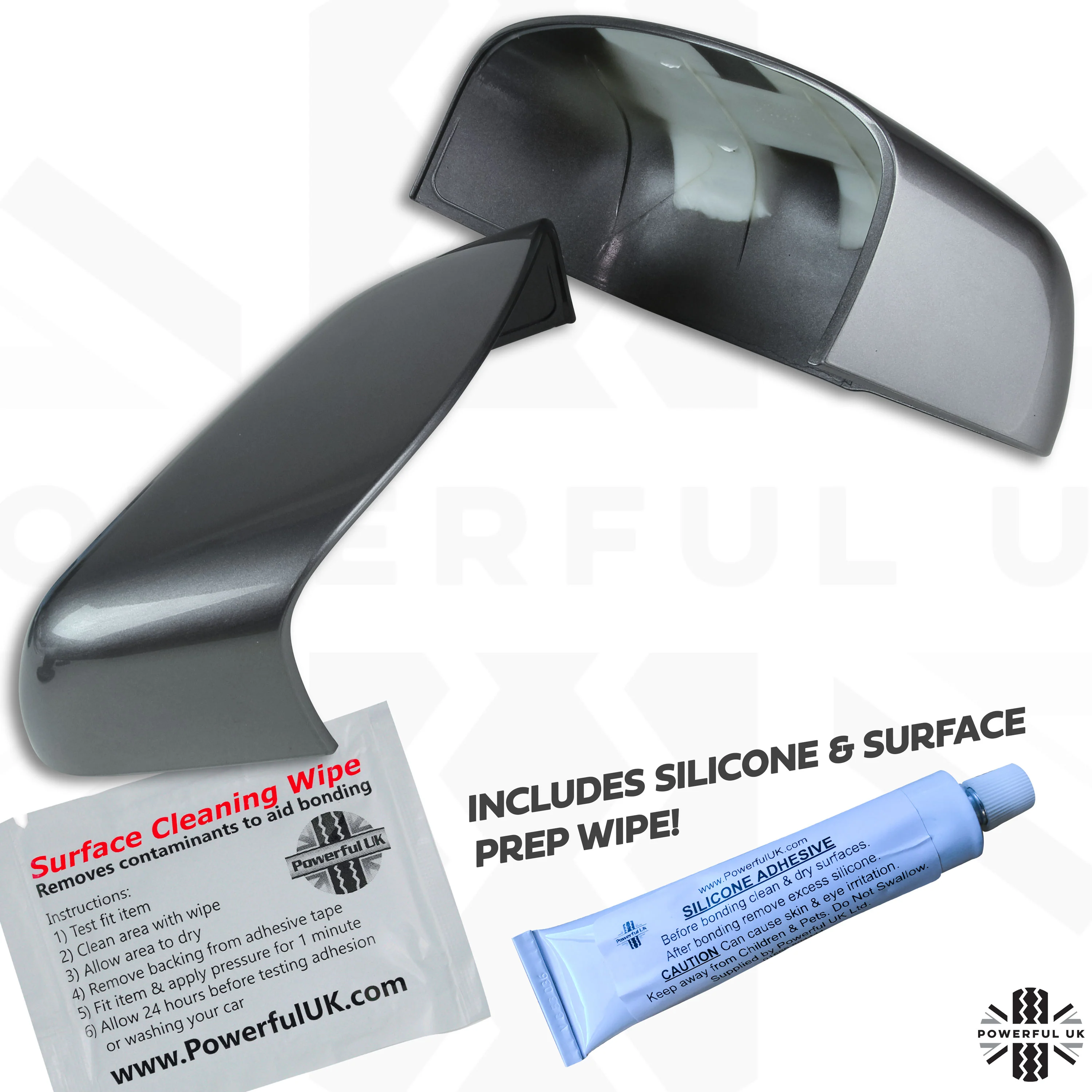 Top Half Mirror Covers for Range Rover Sport L320 (05-09 Mirrors) - Stornoway Grey - Image 7
