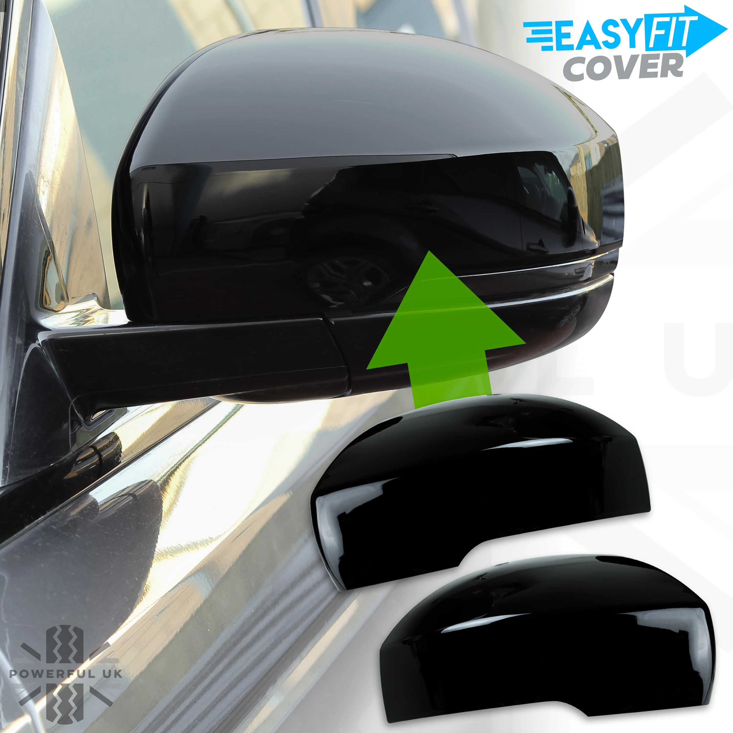 Top Half Mirror Covers - Stick on type for Land Rover Discovery 5 - Gloss Black - Image 9