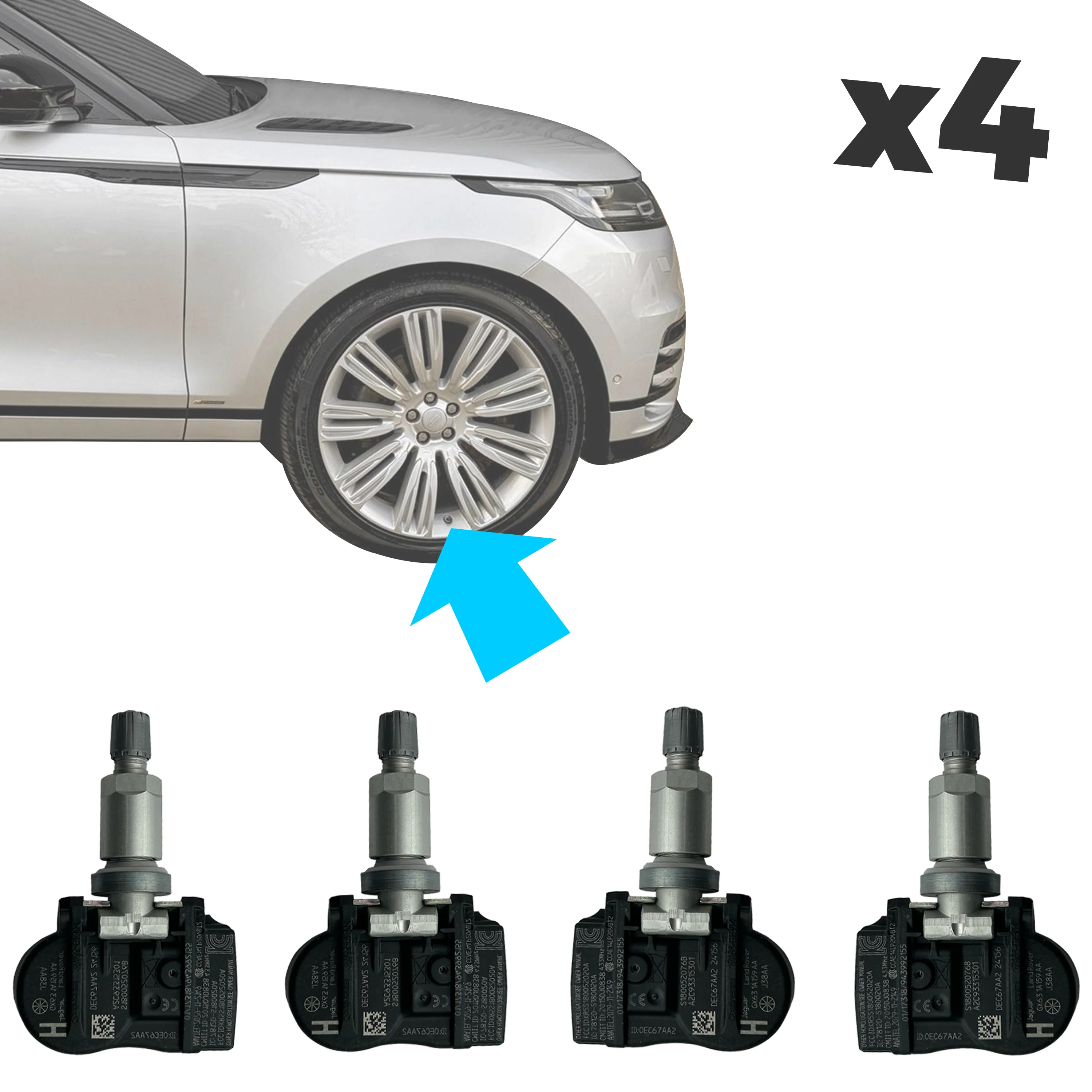 OE Tyre Pressure Monitoring System (TPMS) Sensors x4 for Land Rover Discovery Sport - Early type
