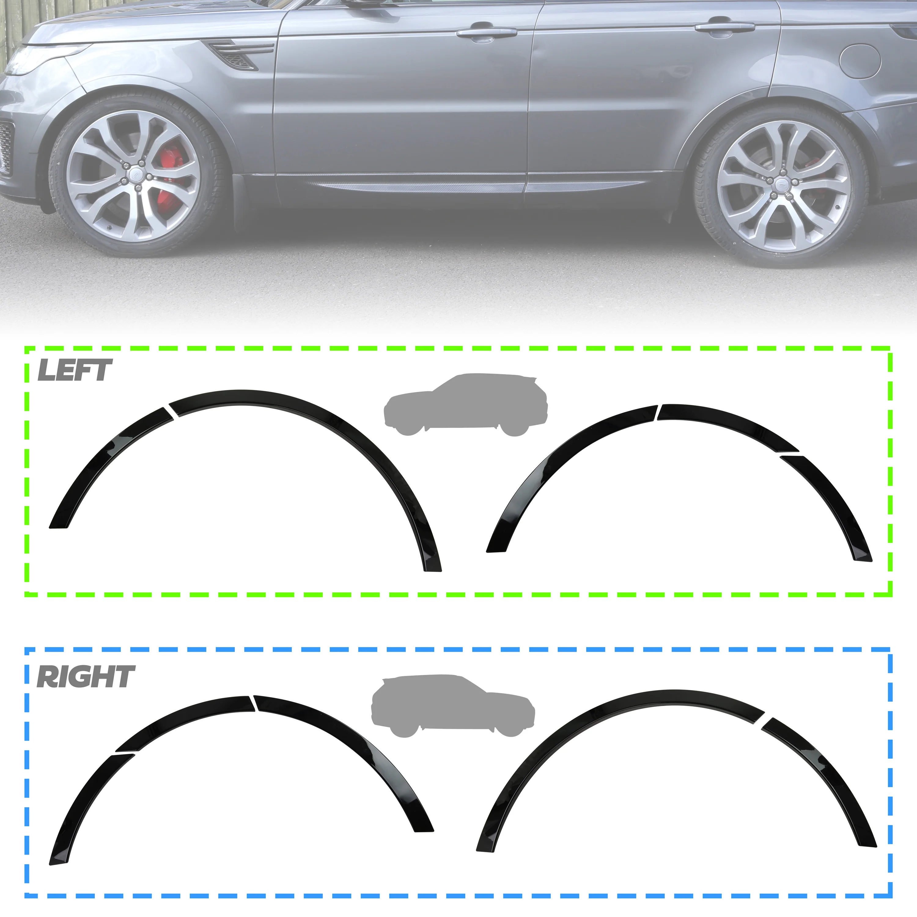 Wheel Arch Spat Kit "SVR Style" for Range Rover Sport L494 - Black - Image 5
