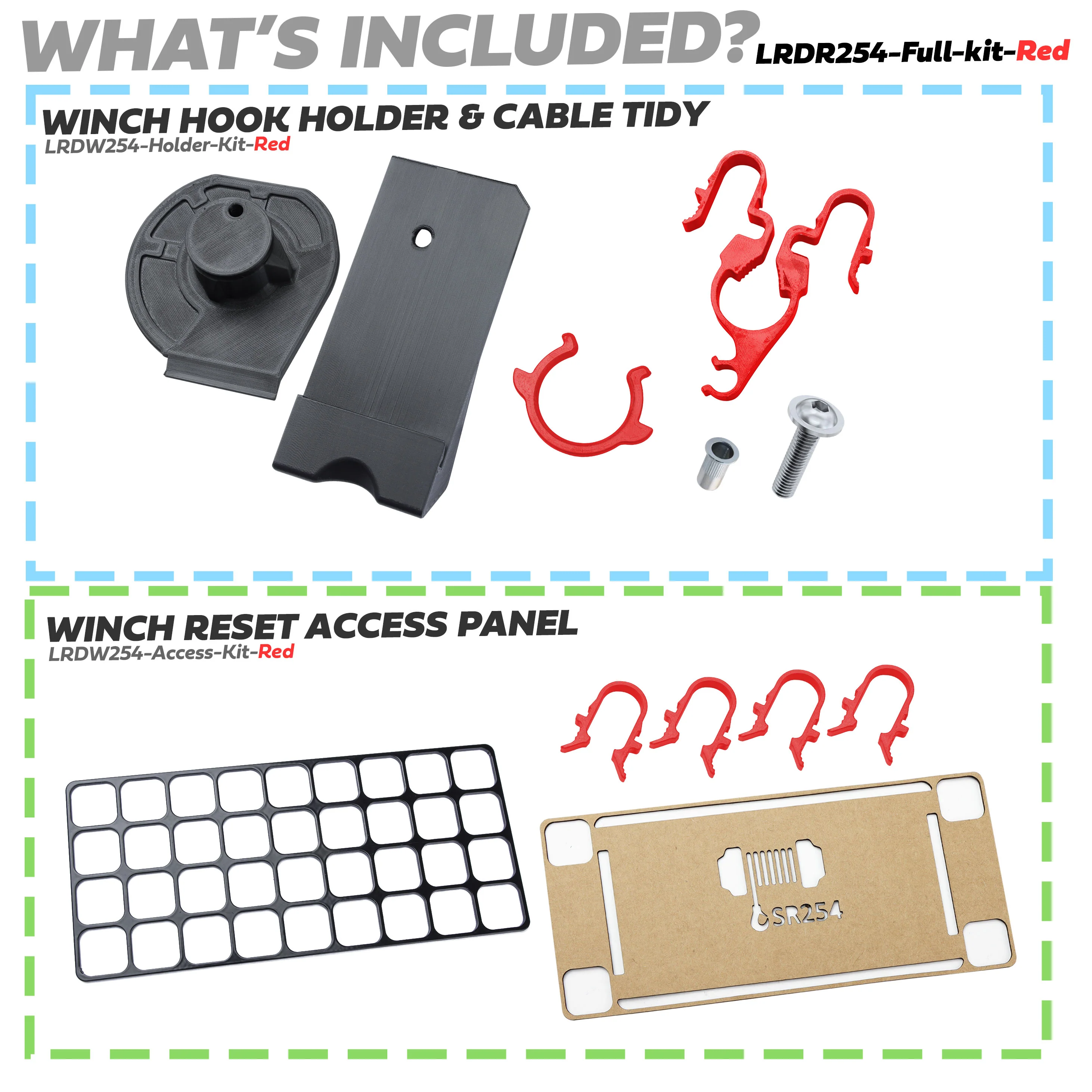 Winch Access Panel & Hook Holder Bundle for Land Rover Defender L663 - with Red clips - Image 2
